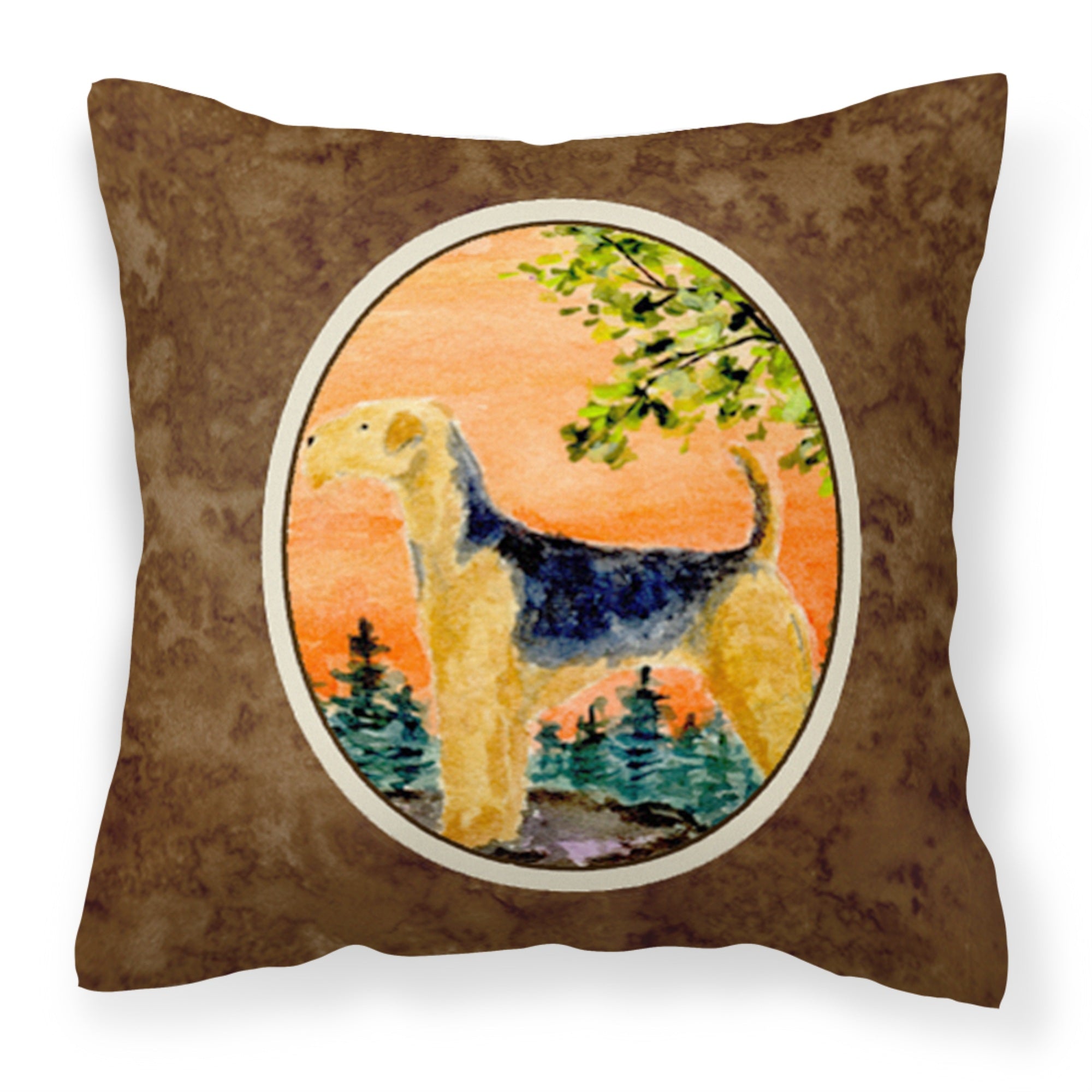 Caroline'S Treasures Ss8850Pw1414 Airedale Decorative Canvas Fabric Pillow, Large, Multicolor