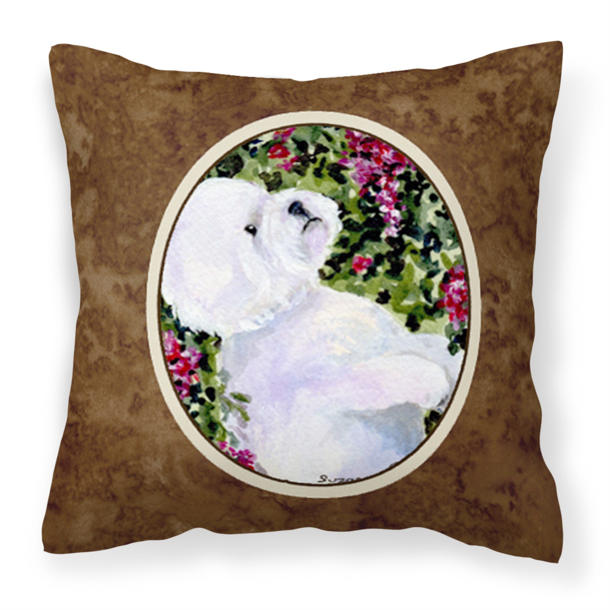 Caroline'S Treasures Ss8917Pw1414 Bichon Frise Decorative Canvas Fabric Pillow, Large, Multicolor