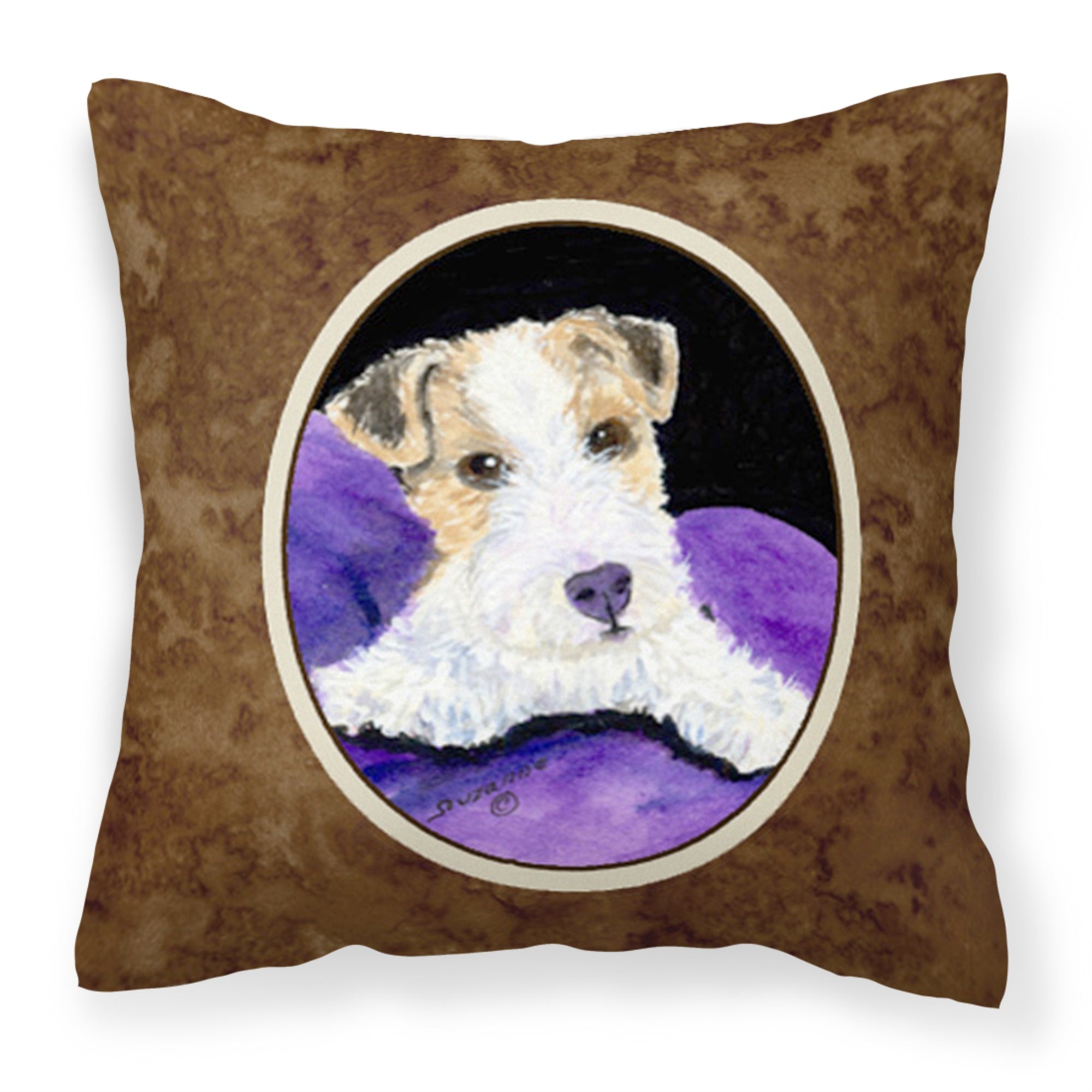 Caroline'S Treasures Ss8971Pw1414 Fox Terrier Decorative Canvas Fabric Pillow, Large, Multicolor