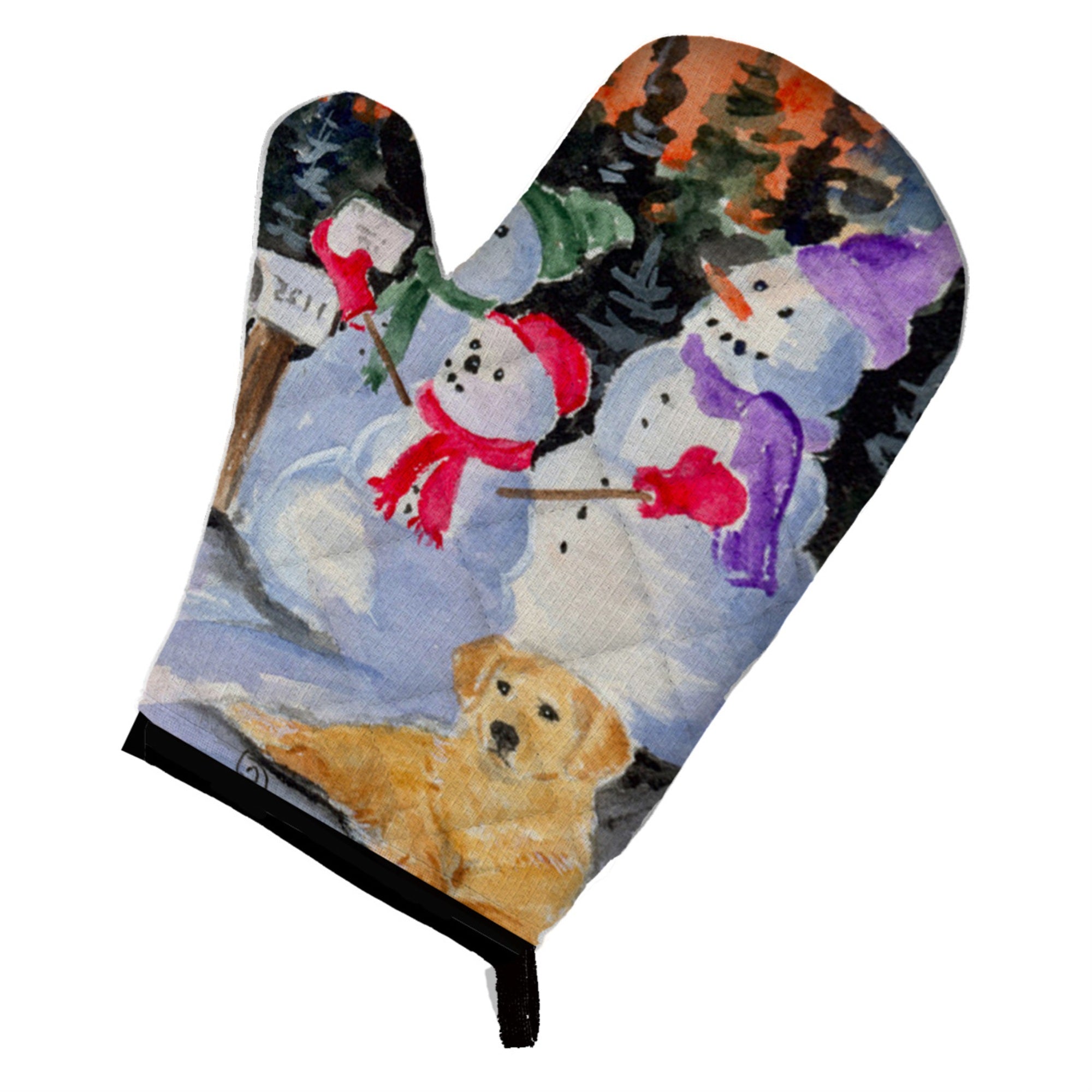 Caroline'S Treasures Ss8989Ovmt Snowman With Golden Retriever Oven Mitt, 12 By 8.5, Multicolor