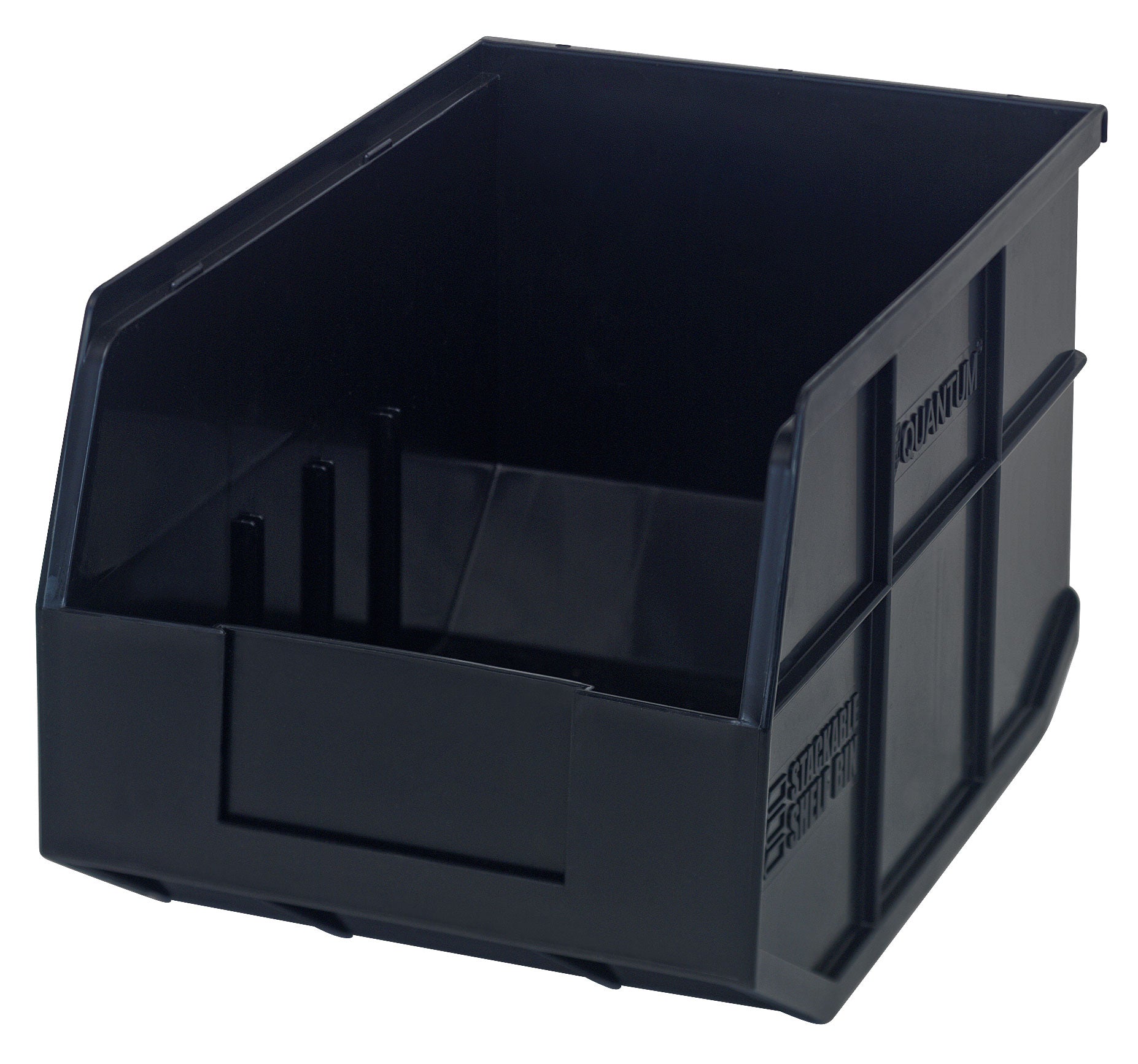 Stackable Shelf Bin, 8-1/4"W x 12"D x 7"H, autoclavable up to 250F, polypropylene, black, made in USA, case of 6