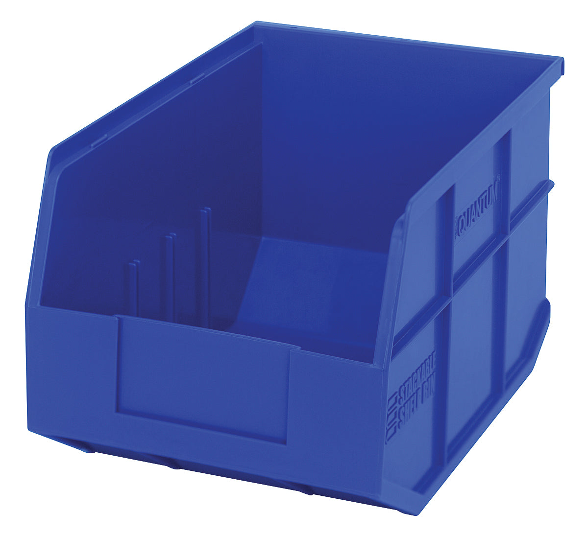 Stackable Shelf Bin, 8-1/4"W x 12"D x 7"H, autoclavable up to 250F, polypropylene, blue, made in USA, case of 6