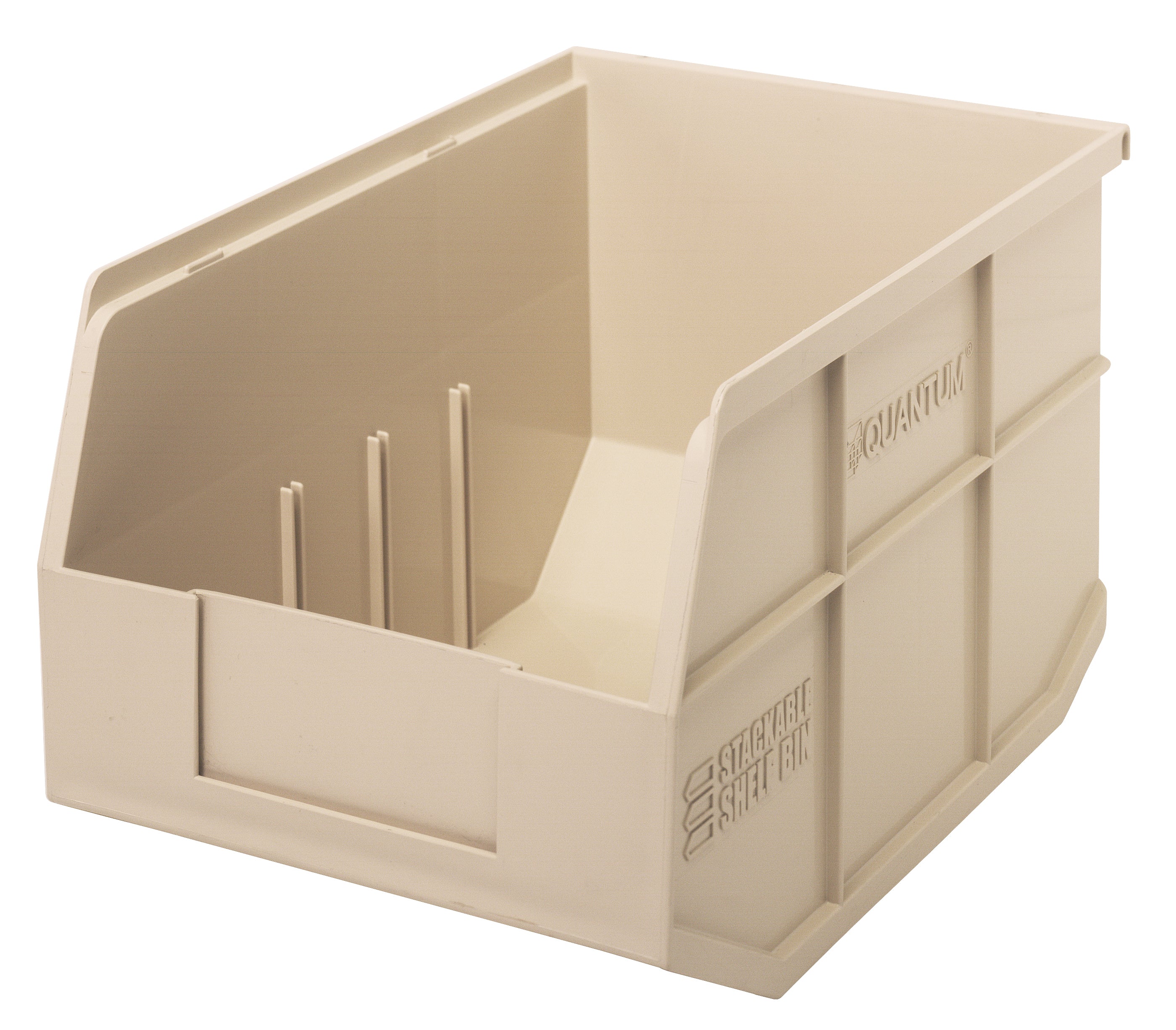 Stackable Shelf Bin, 8-1/4"W x 12"D x 7"H, autoclavable up to 250F, polypropylene, ivory, made in USA, case of 6