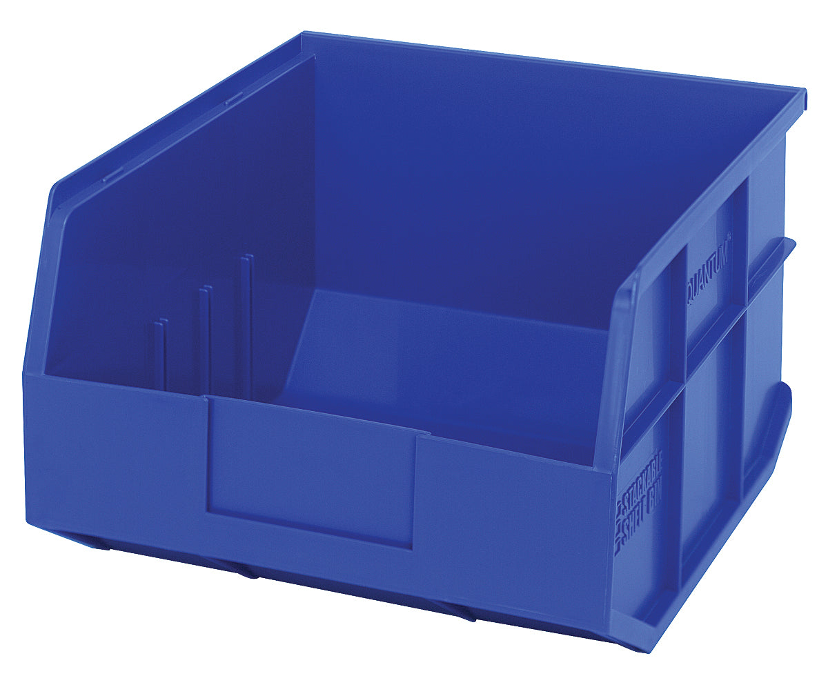 Stackable Shelf Bin, 11"W x 12"D x 7"H, autoclavable up to 250F, polypropylene, blue, made in USA, case of 6