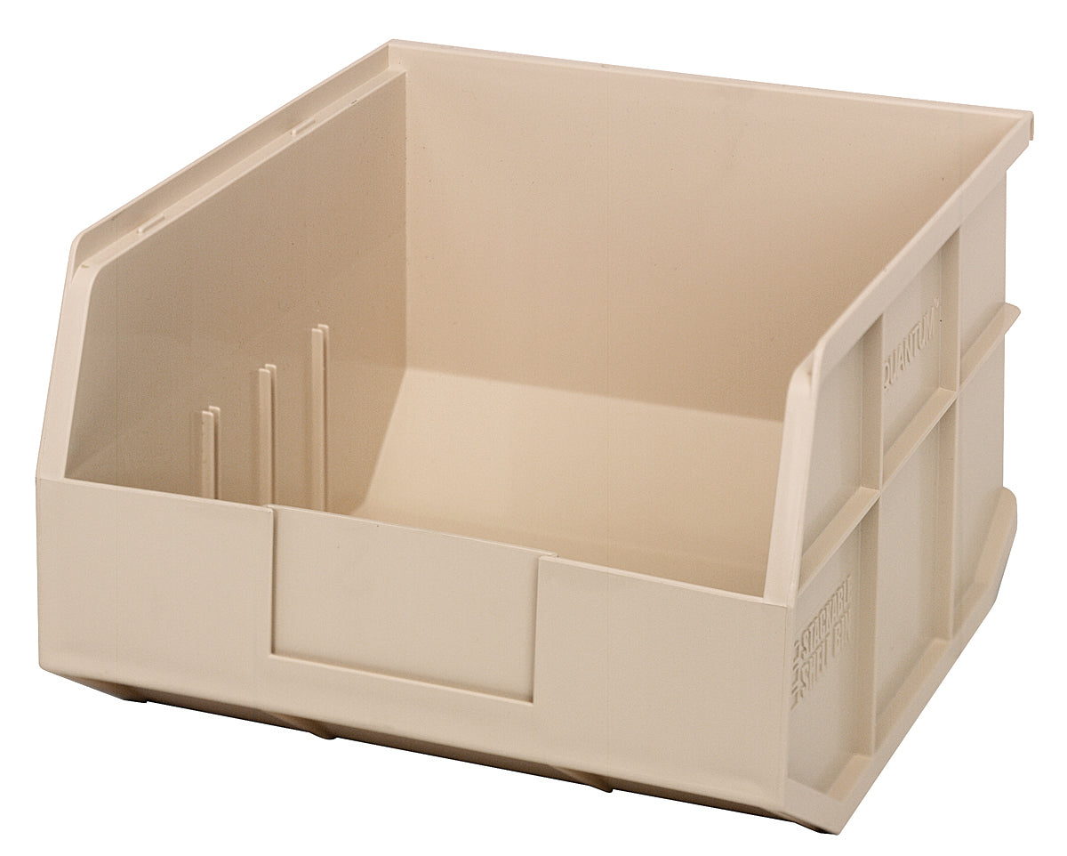 Stackable Shelf Bin, 11"W x 12"D x 7"H, autoclavable up to 250F, polypropylene, ivory, made in USA, case of 6