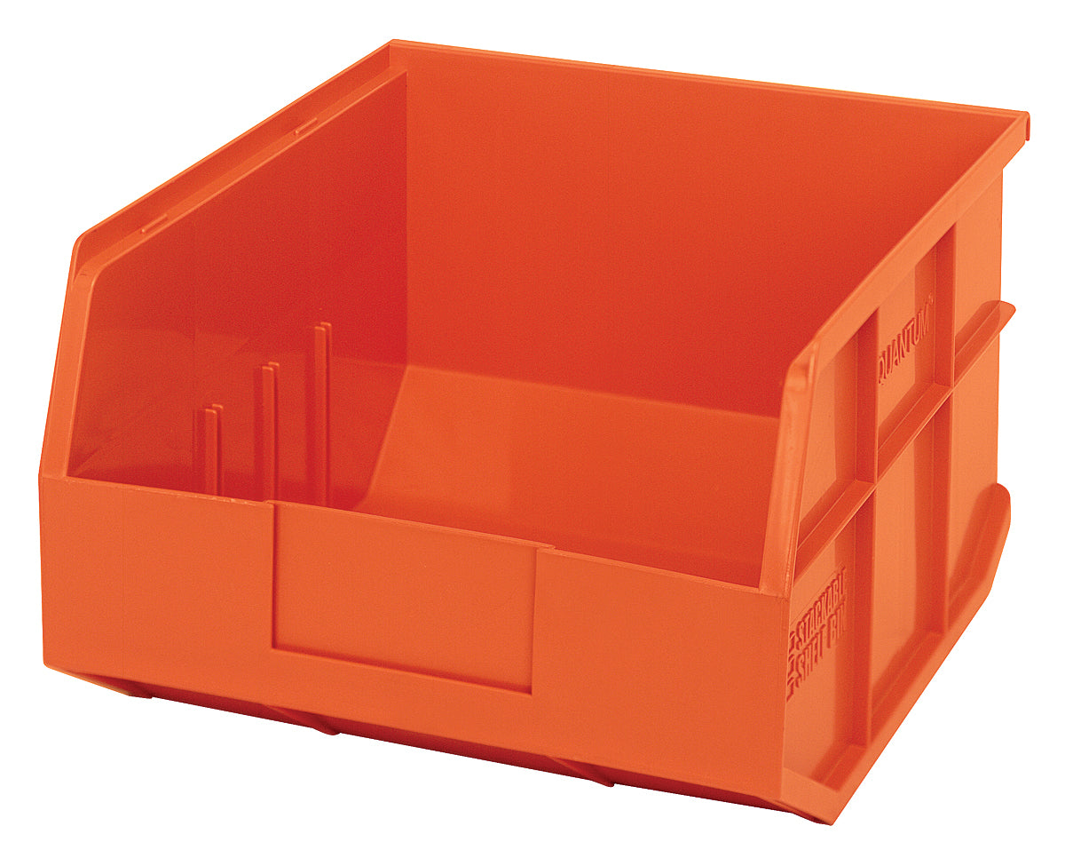 Stackable Shelf Bin, 11"W x 12"D x 7"H, autoclavable up to 250F, polypropylene, orange, made in USA, case of 6
