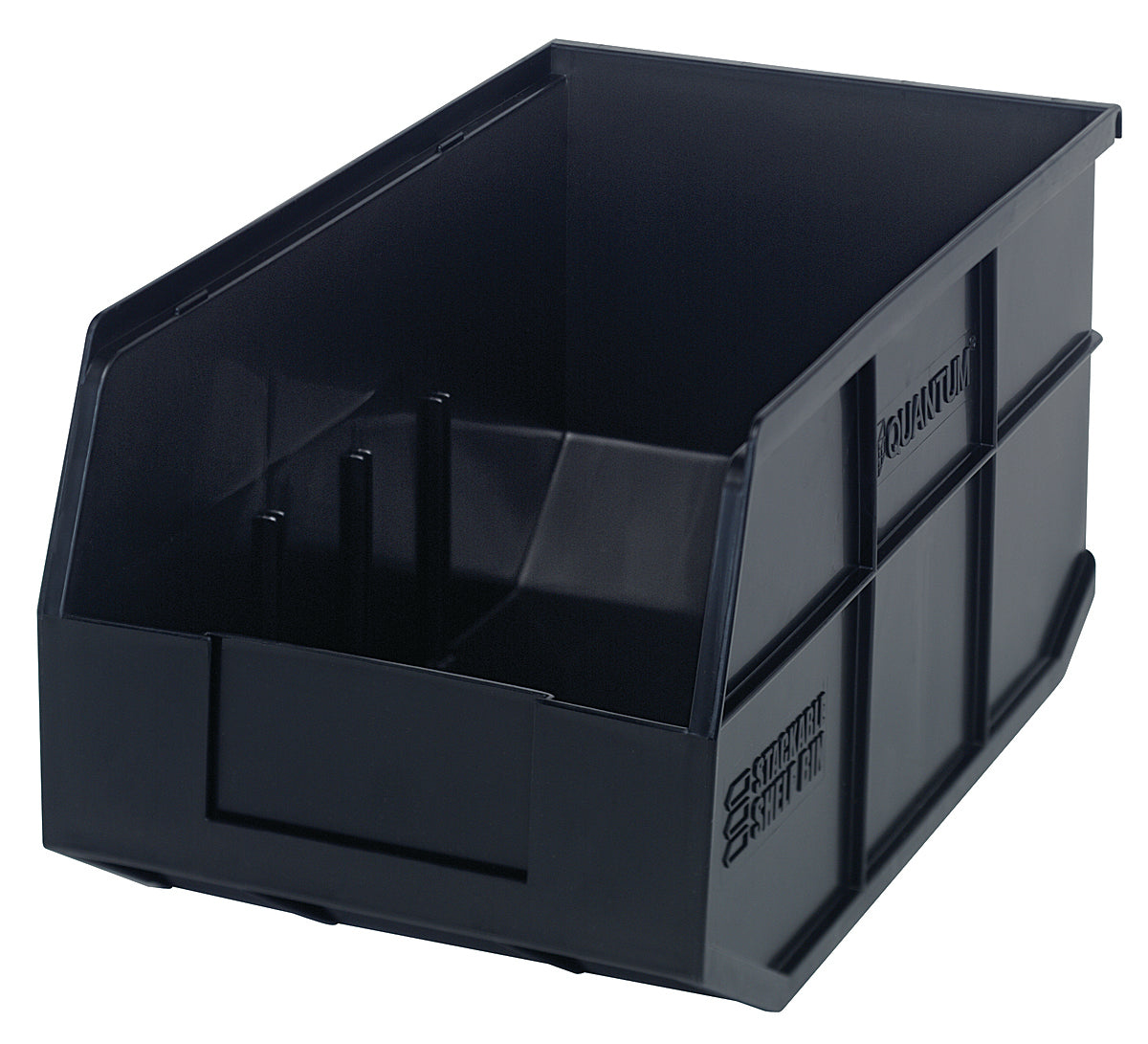 Stackable Shelf Bin, 8-1/4"W x 14"D x 7"H, autoclavable up to 250F, polypropylene, black, made in USA, case of 12