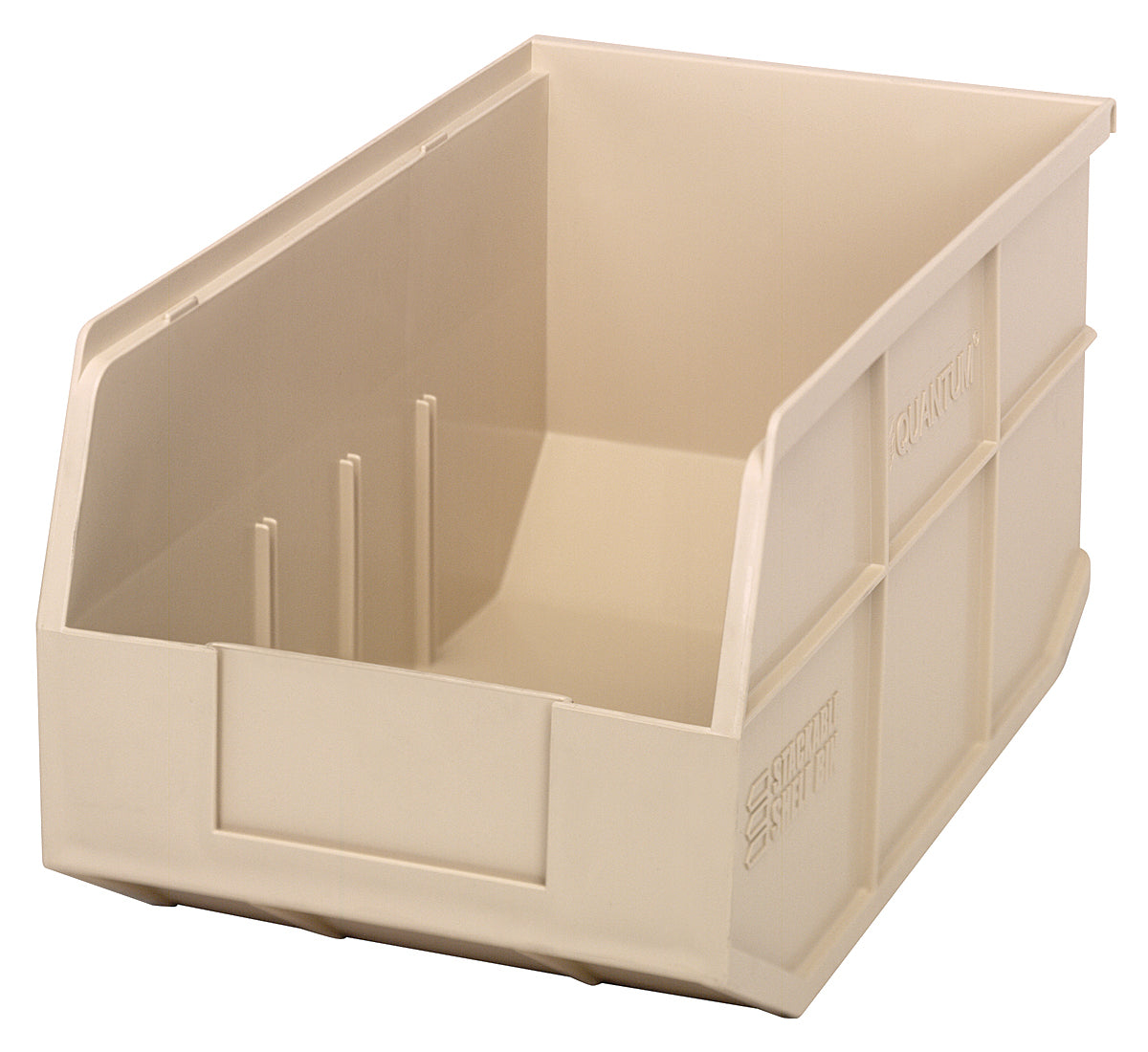 Stackable Shelf Bin, 8-1/4"W x 14"D x 7"H, autoclavable up to 250F, polypropylene, ivory, made in USA, case of 12
