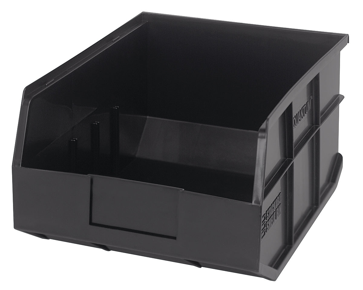 Stackable Shelf Bin, 11"W x 14"D x 7"H, autoclavable up to 250F, polypropylene, black, made in USA, case of 6
