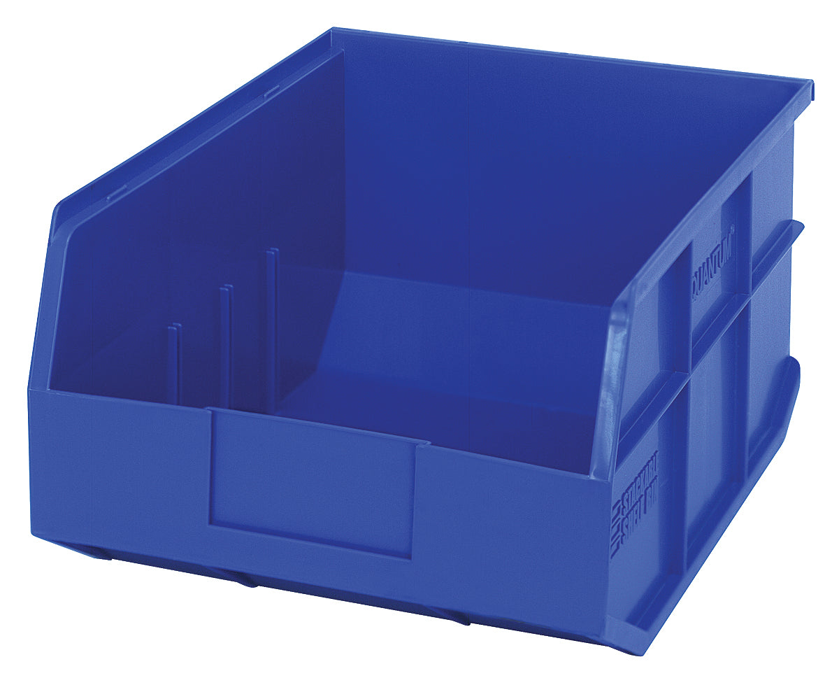 Stackable Shelf Bin, 11"W x 14"D x 7"H, autoclavable up to 250F, polypropylene, blue, made in USA, case of 6