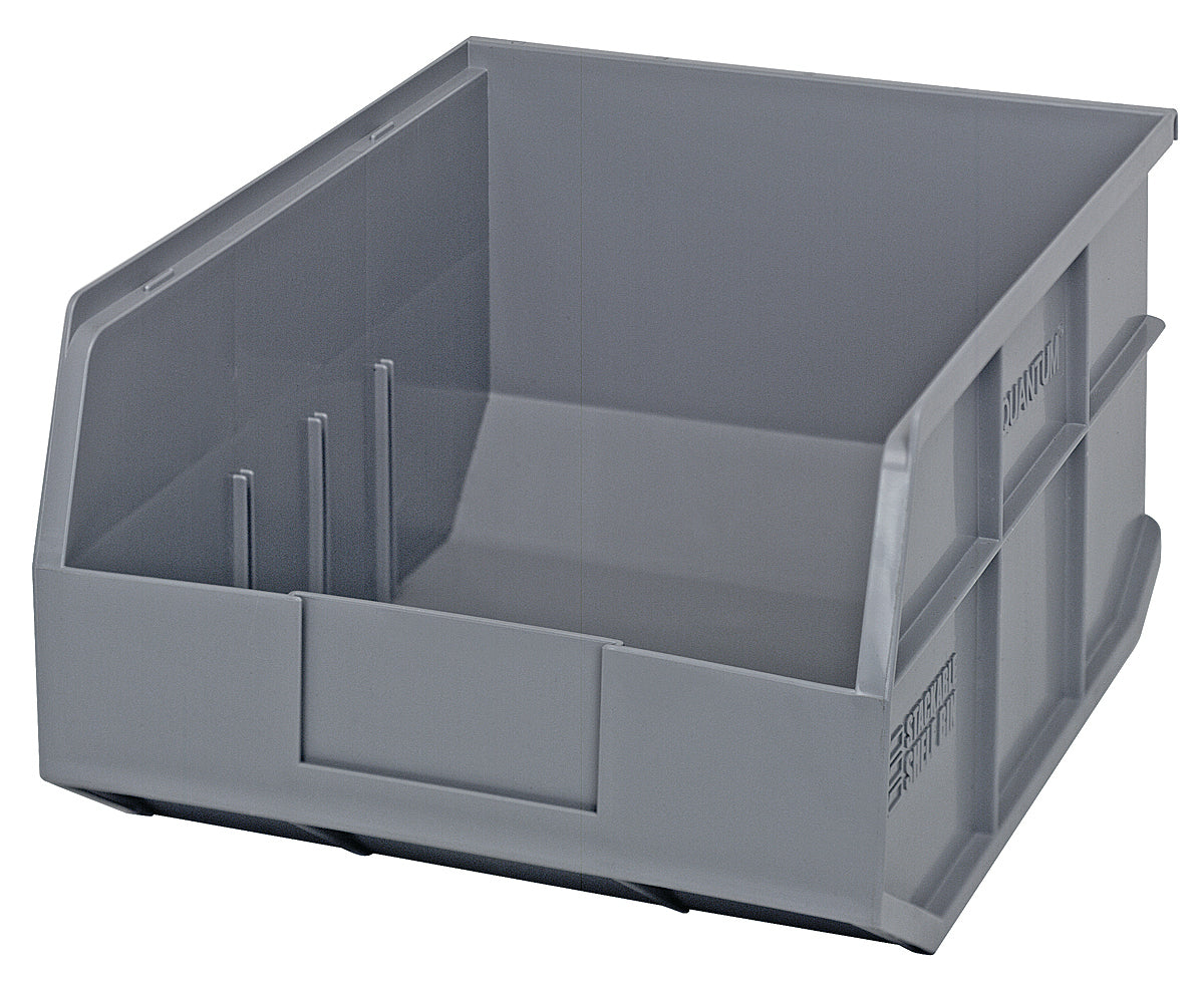 Stackable Shelf Bin, 11"W x 14"D x 7"H, autoclavable up to 250F, polypropylene, gray, made in USA, case of 6