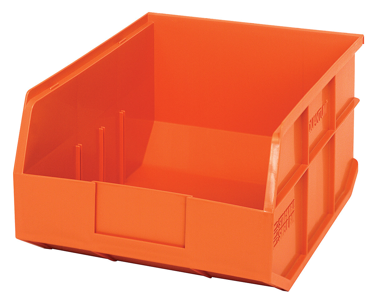 Stackable Shelf Bin, 11"W x 14"D x 7"H, autoclavable up to 250F, polypropylene, orange, made in USA, case of 6