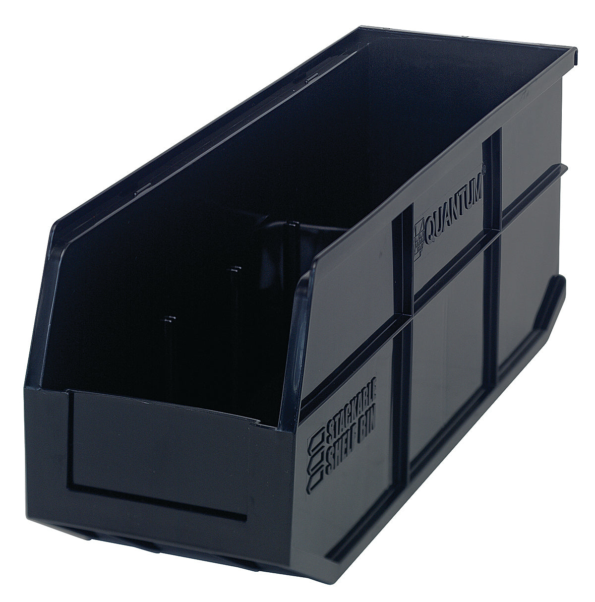 Stackable Shelf Bin, 6"W x 18"D x 7"H, autoclavable up to 250F, polypropylene, black, made in USA, case of 6