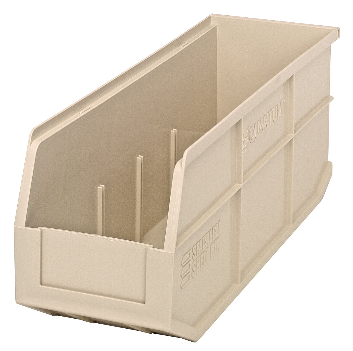Stackable Shelf Bin, 6"W x 18"D x 7"H, autoclavable up to 250F, polypropylene, ivory, made in USA, case of 6