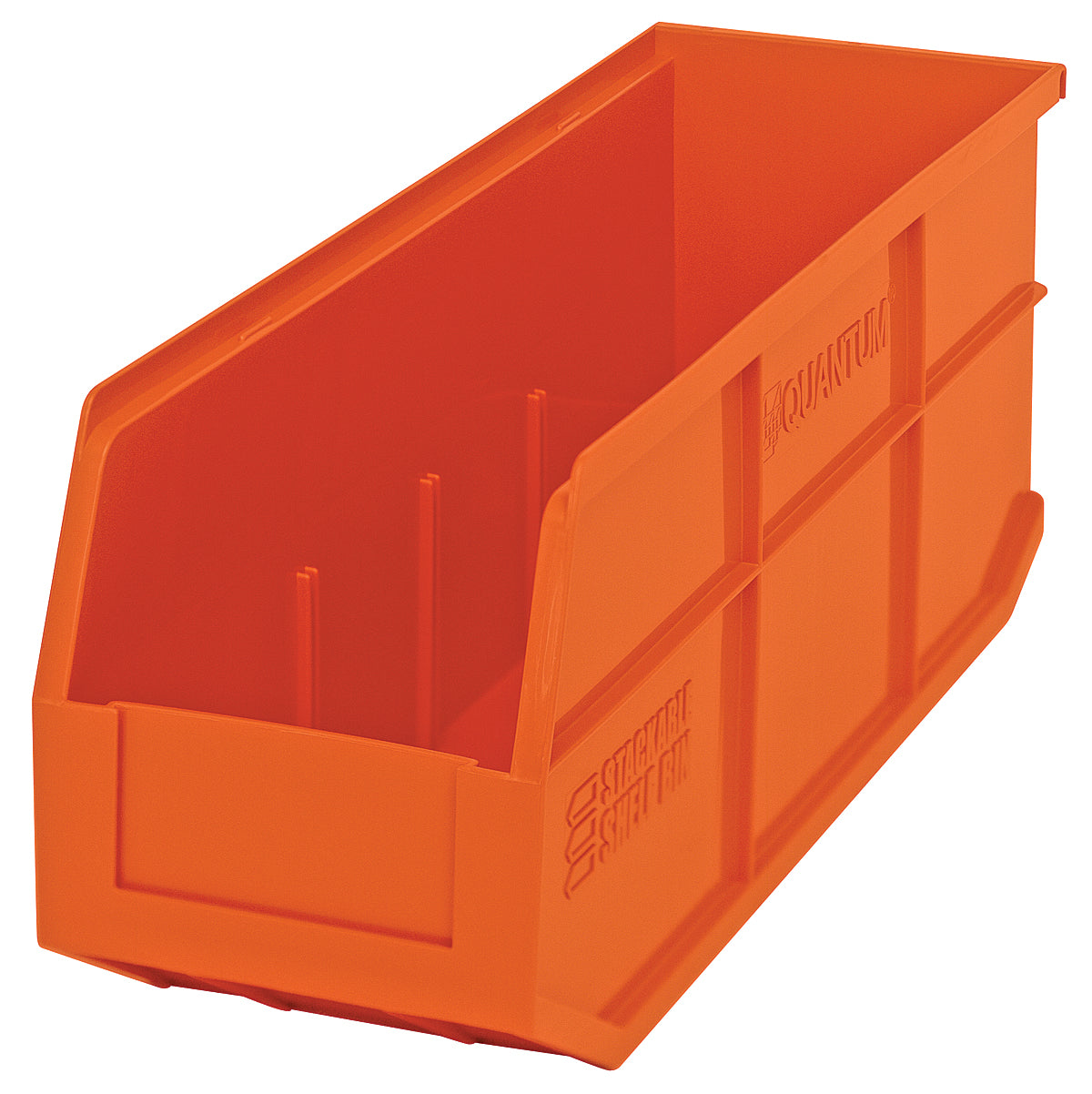 Stackable Shelf Bin, 6"W x 18"D x 7"H, autoclavable up to 250F, polypropylene, orange, made in USA, case of 6