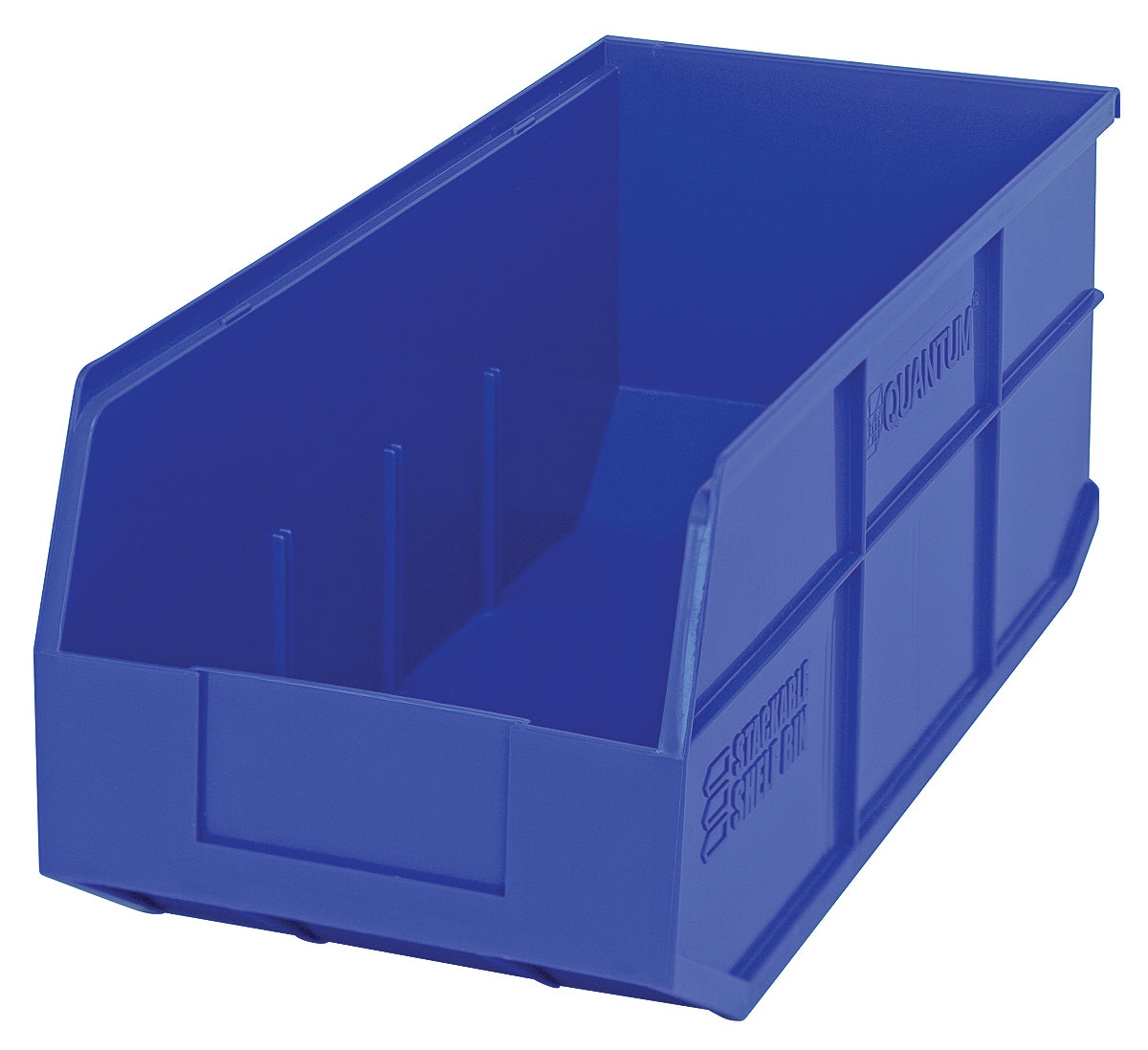Stackable Shelf Bin, 8-1/4"W x 18"D x 7"H, autoclavable up to 250F, polypropylene, blue, made in USA, case of 6
