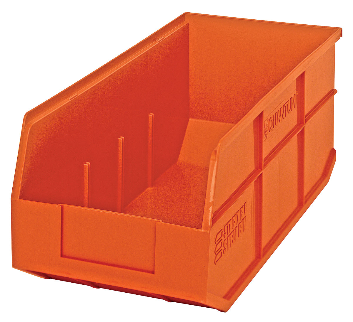 Stackable Shelf Bin, 8-1/4"W x 18"D x 7"H, autoclavable up to 250F, polypropylene, orange, made in USA, case of 6