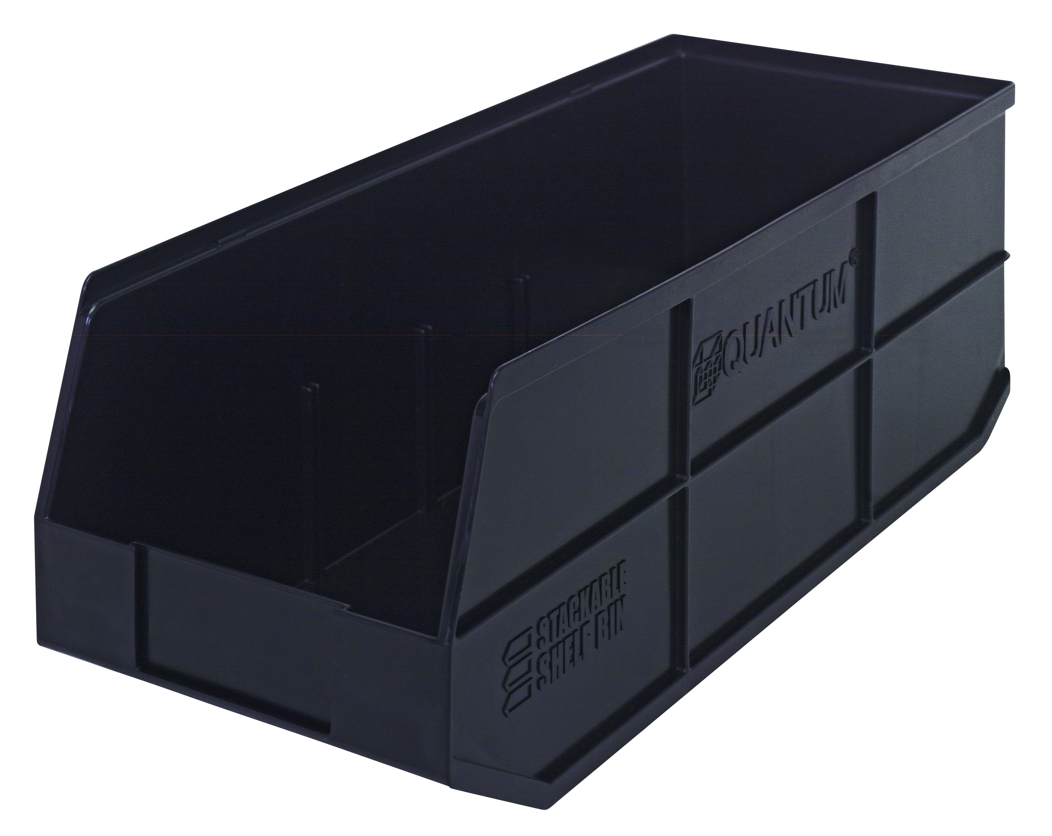 Stackable Shelf Bin, 8-1/4"W x 20-1/2"D x 7"H, autoclavable up to 250F, polypropylene, black, made in USA, case of 6