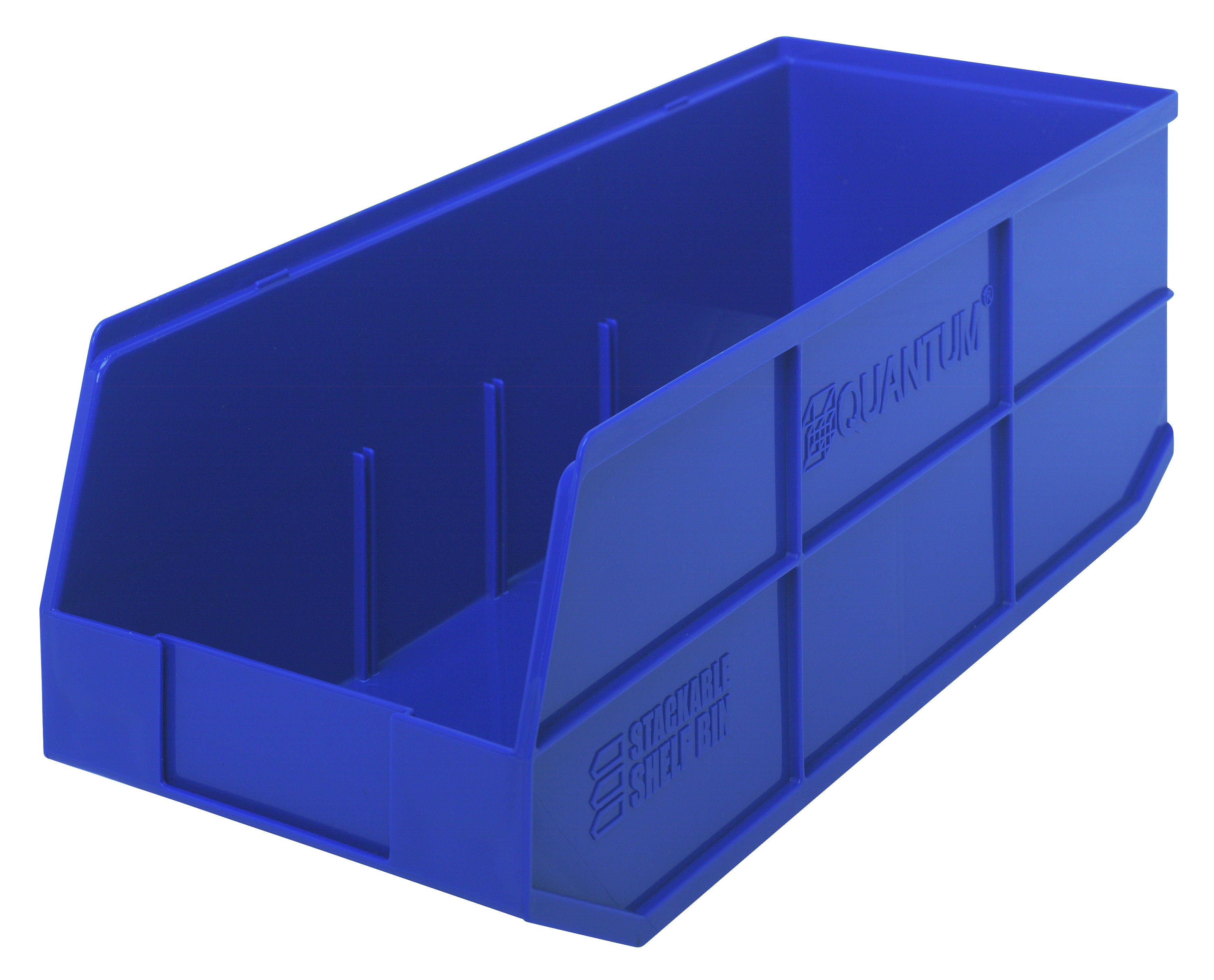 Stackable Shelf Bin, 8-1/4"W x 20-1/2"D x 7"H, autoclavable up to 250F, polypropylene, blue, made in USA, case of 6