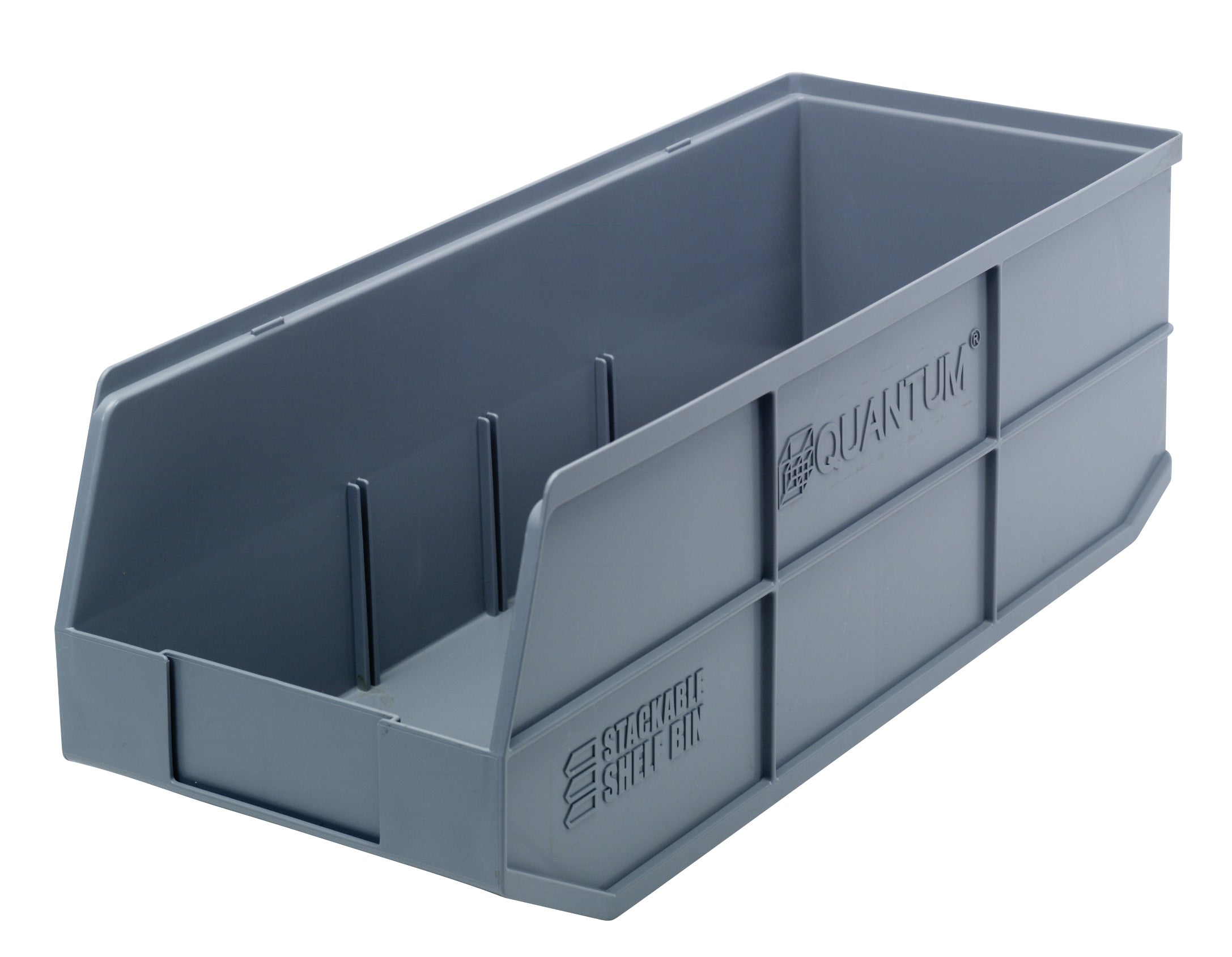 Stackable Shelf Bin, 8-1/4"W x 20-1/2"D x 7"H, autoclavable up to 250F, polypropylene, gray, made in USA, case of 6