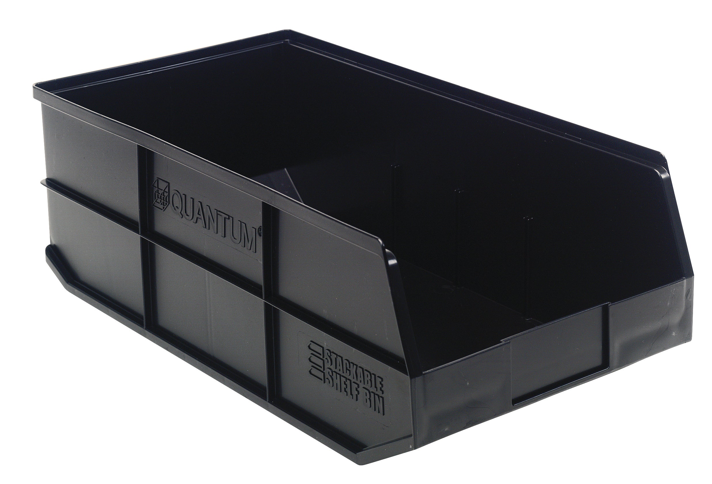 Stackable Shelf Bin, 11"W x 20-1/2"D x 7"H, autoclavable up to 250F, polypropylene, black, made in USA, case of 6