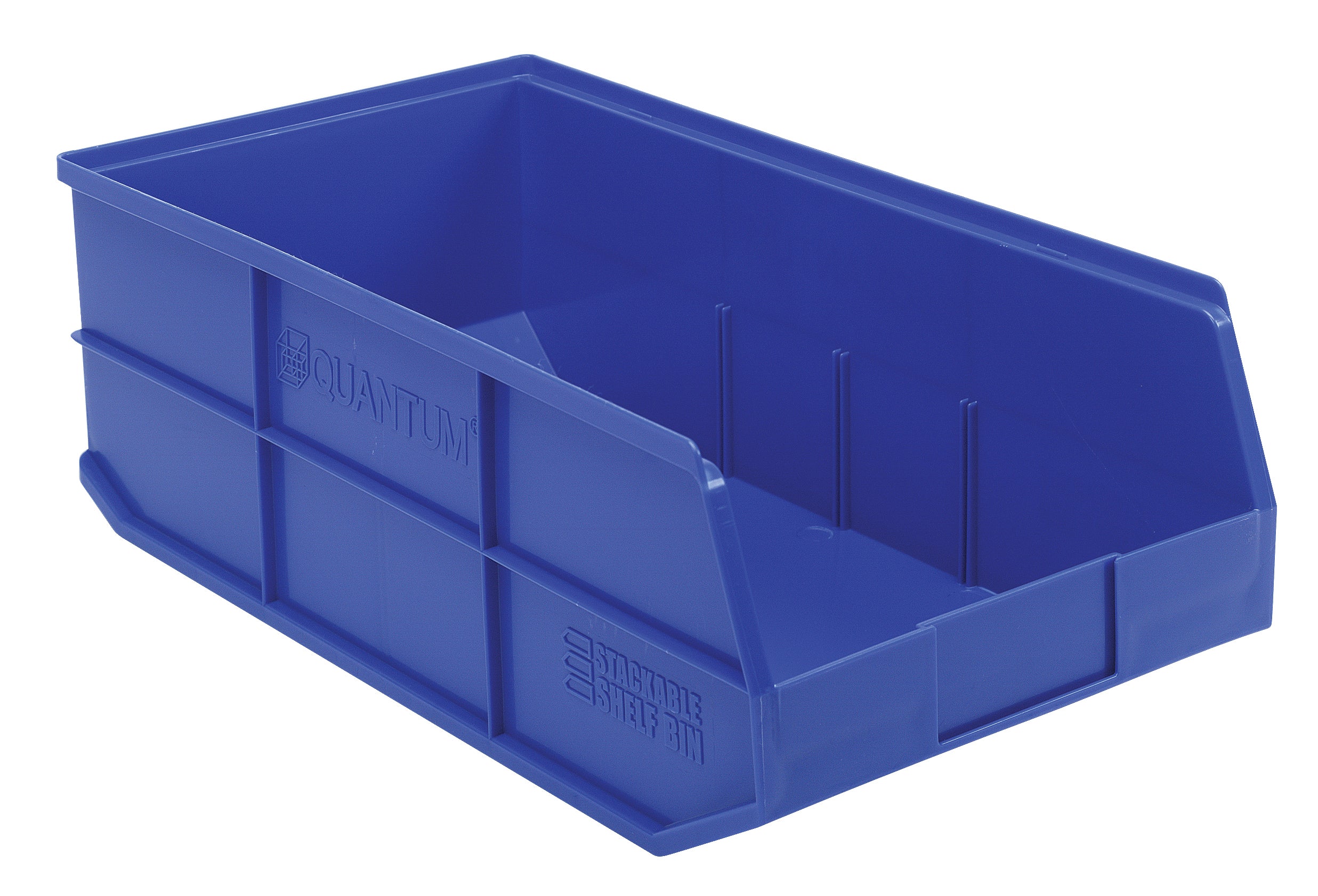 Stackable Shelf Bin, 11"W x 20-1/2"D x 7"H, autoclavable up to 250F, polypropylene, blue, made in USA, case of 6