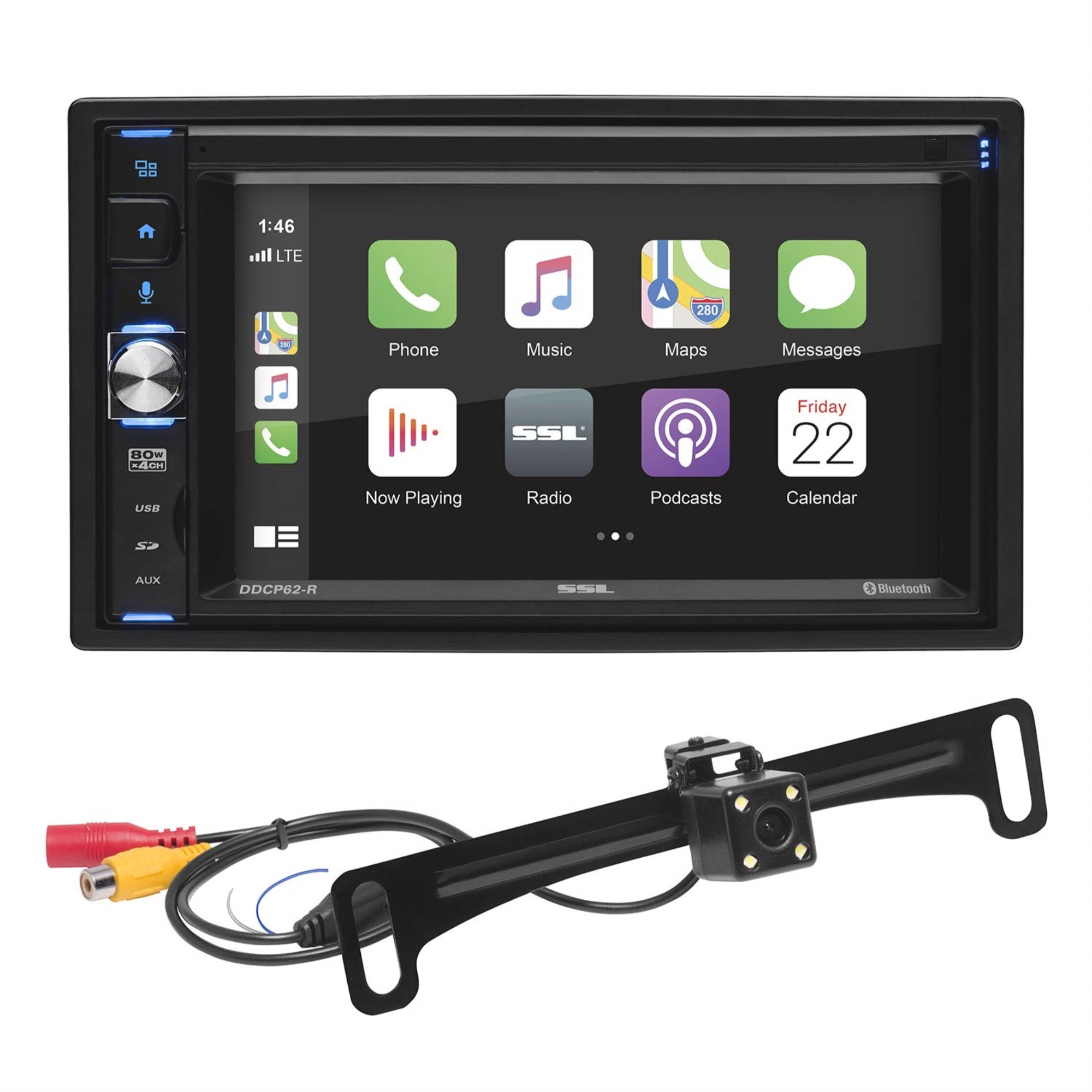 Sound Storm Laboratories Ddcp62-R Apple Carplay Car Multimedia Player - Double-Din, 6.2 Inch Capacitive Touchscreen, Bluetooth, Usb, Sd, Aux Av In, No Cd Dvd, Am/Fm, Backup Camera Included