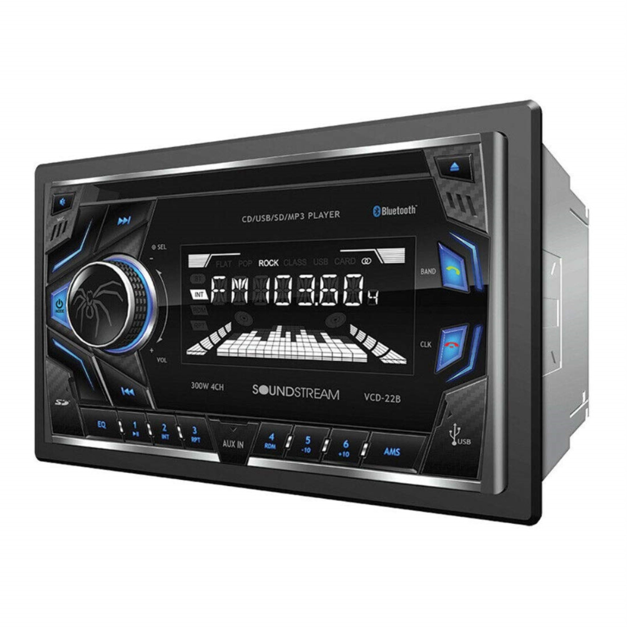 Soundstream Vcd-22B Double Din Cd/Mp3/Am/Fm Receiver With 32Gb Usb Playback/Bluetooth