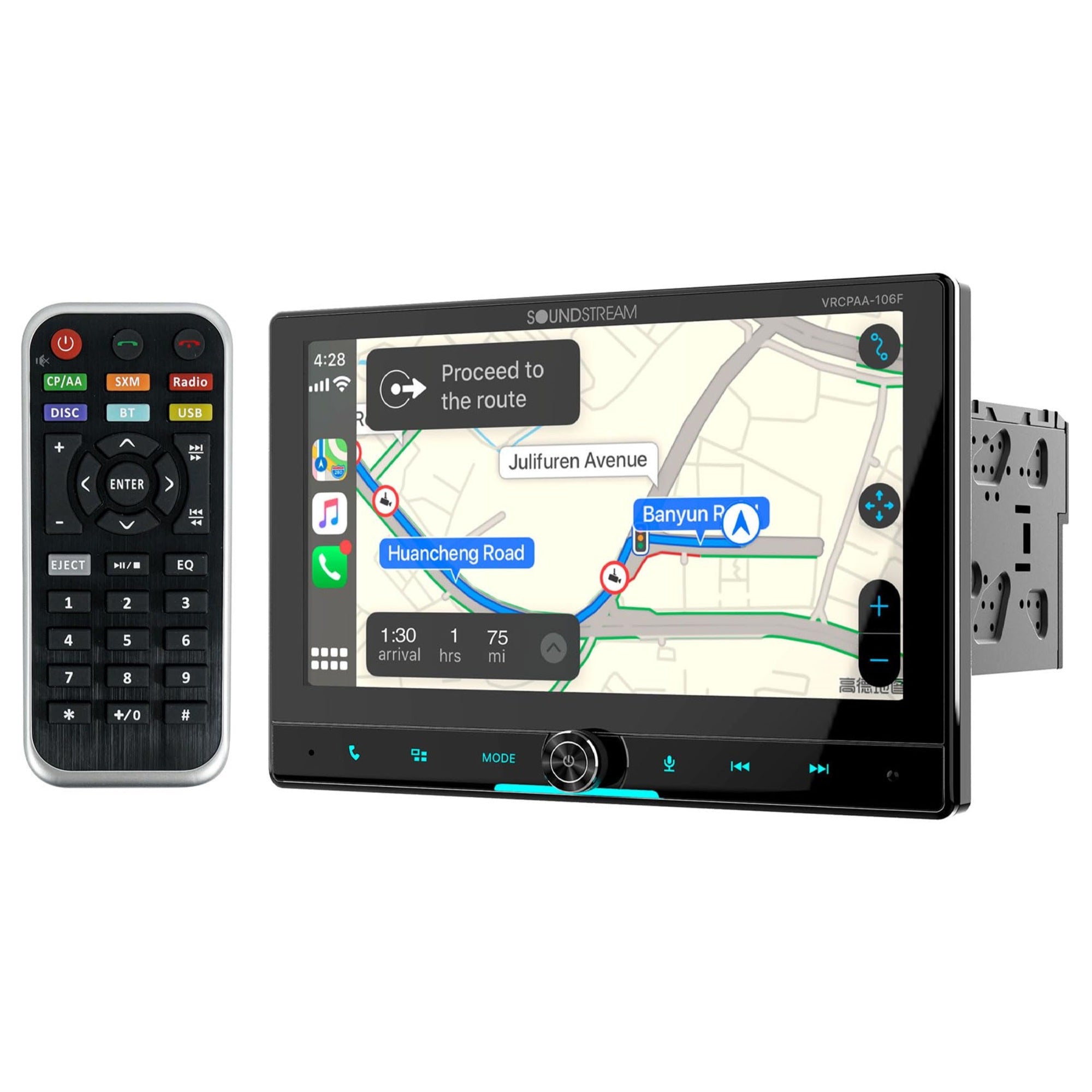 Soundstream Vrcpaa-106F Vrcpaa-106F 10.6-Inch Double-Din Dvd Head Unit With Bluetooth, Apple Carplay/Android Auto, And Floating Touch Screen