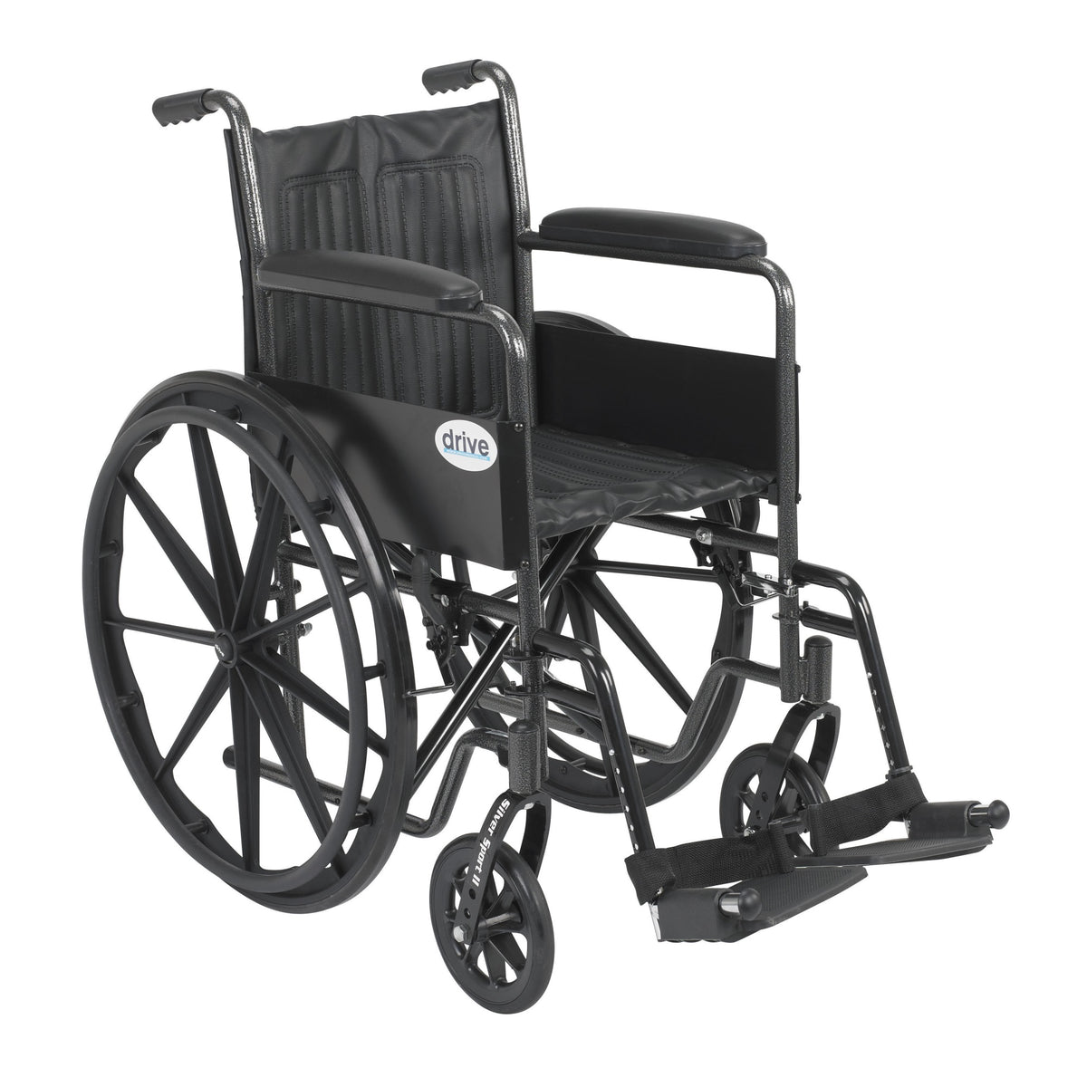 Silver Sport 2 Wheelchair, Non Removable Fixed Arms, Swing Away Footrests, 18 Seat