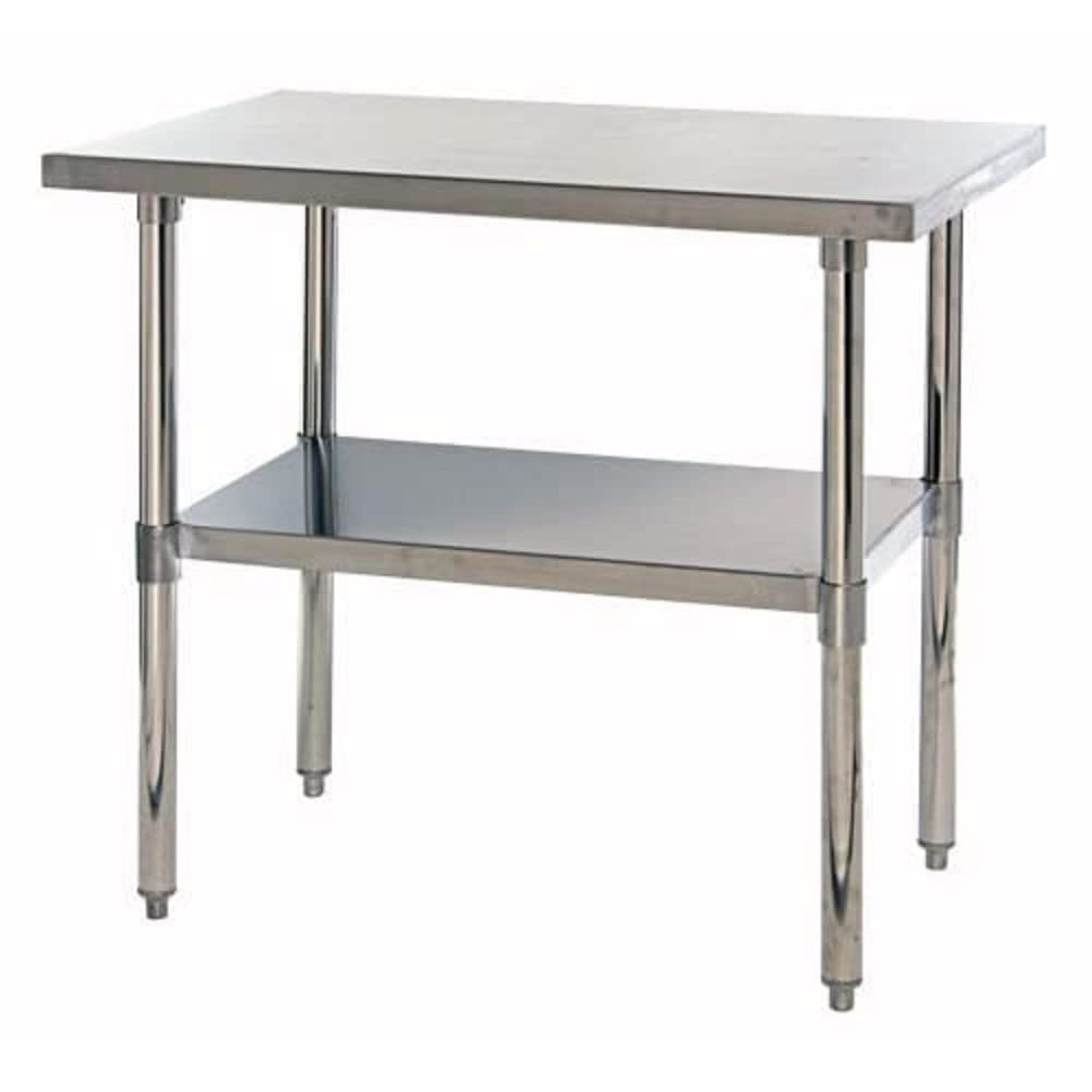 Work Table, 36W X 24D X 34H, Hemmed Edges, Adjustable Undershelf, Adjustable Feet, 304 Stainless Steel, Shipped Kd