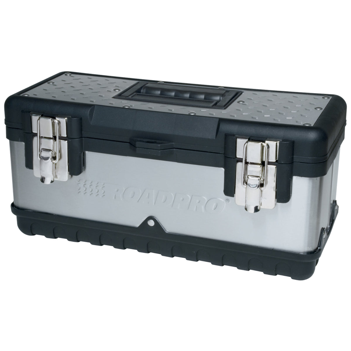 Roadpro Sst00715 15-Inch Stainless Steel Tool Box With Removable Tray Portable Small Tool Box Metal Compact Repair Tool Carrier