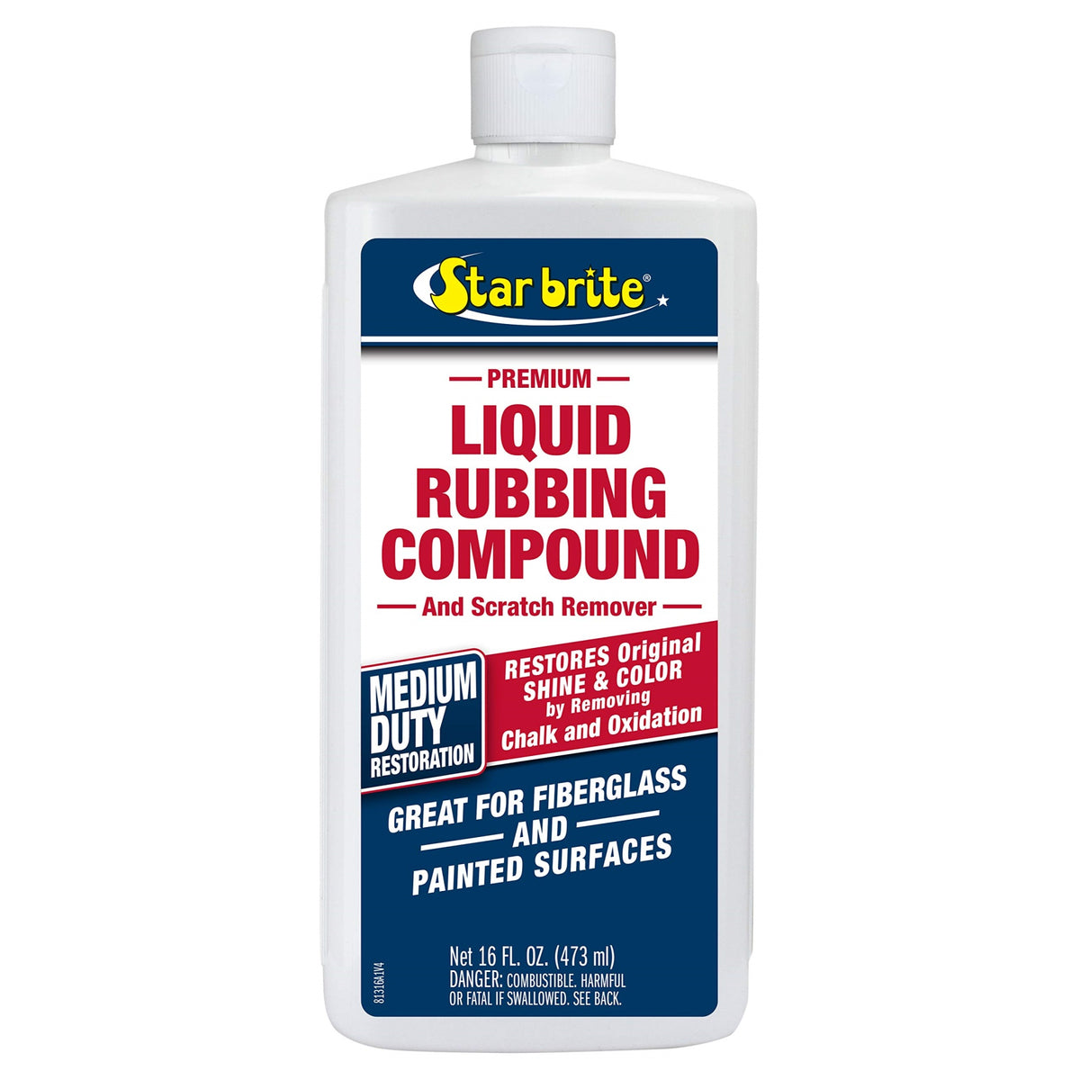 Star Brite Liquid Rubbing Compound For Medium Oxidation - Ideal For Fiberglass, Metal & Painted Surfaces - 16 Oz (081316)