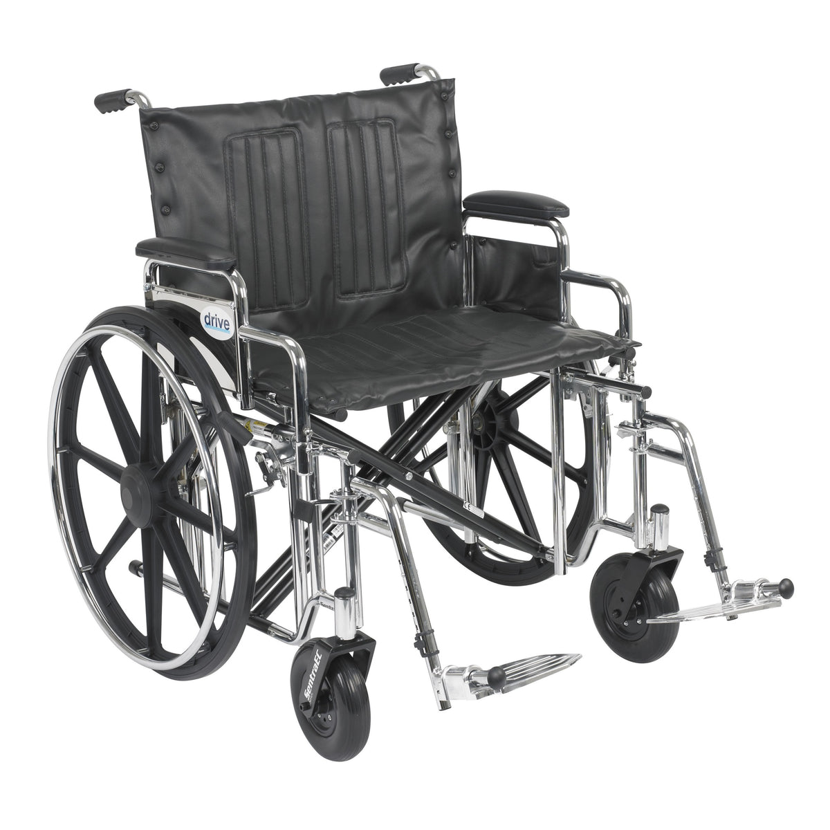 Sentra Extra Heavy Duty Wheelchair, Detachable Desk Arms, Swing Away Footrests, 24 Seat