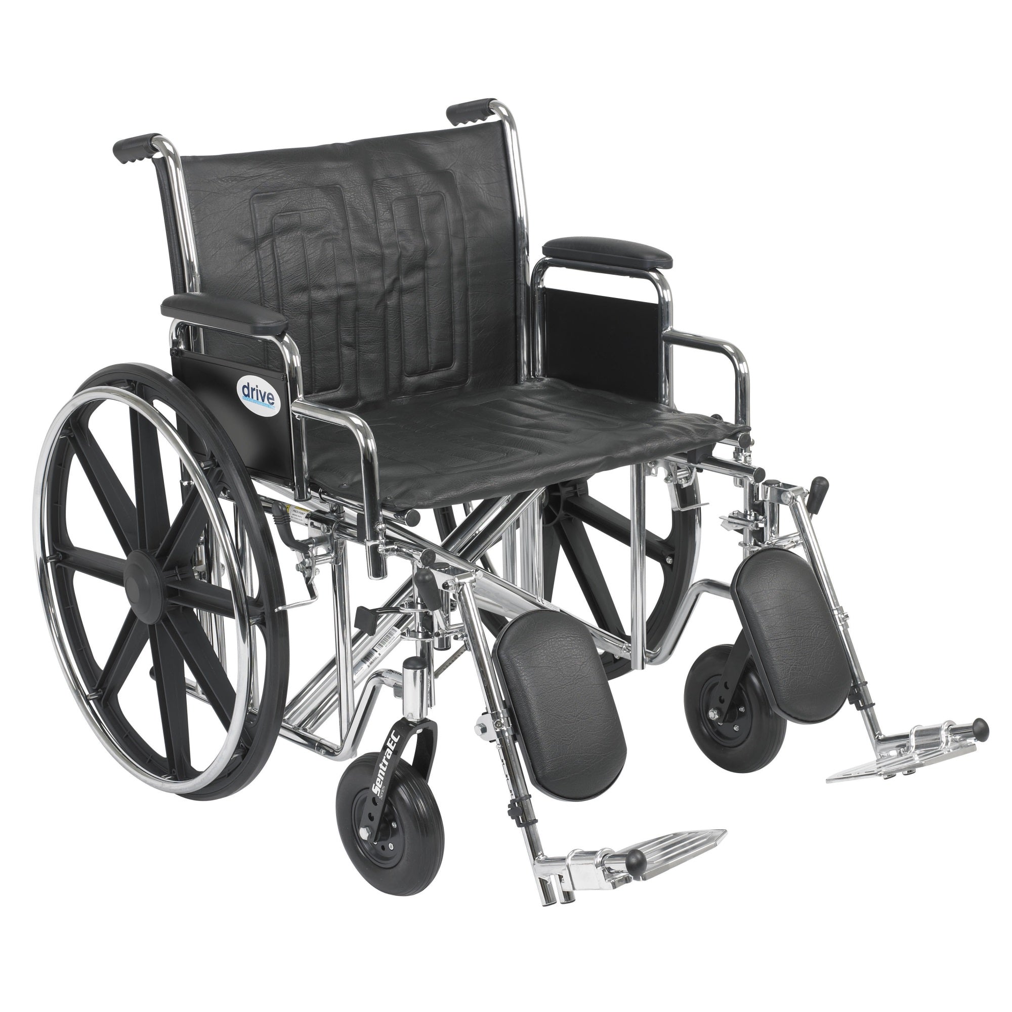 Sentra EC Heavy Duty Wheelchair, Detachable Desk Arms, Elevating Leg Rests, 24″Seat