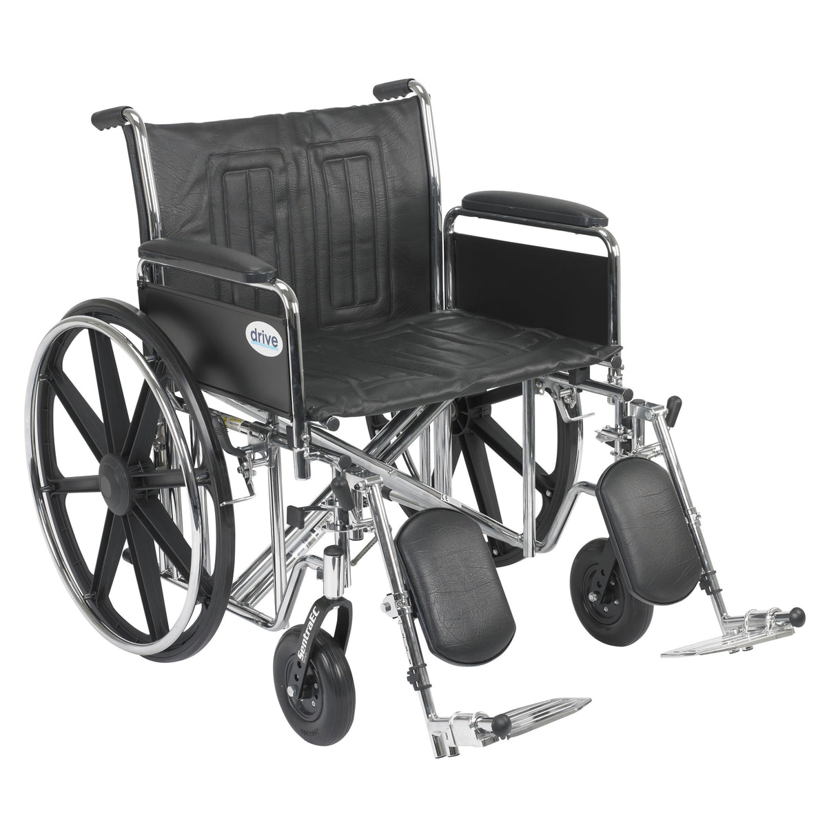 Sentra Ec Heavy Duty Wheelchair, Detachable Full Arms, Elevating Leg Rests, 24 Seat