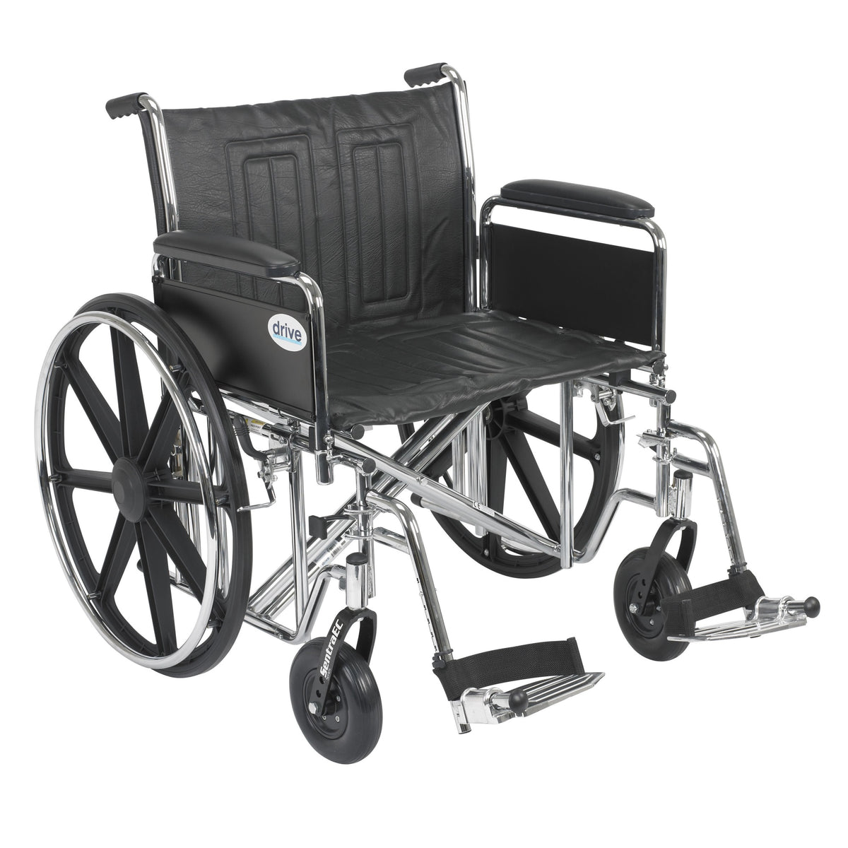Sentra Ec Heavy Duty Wheelchair, Detachable Full Arms, Swing Away Footrests, 24 Seat