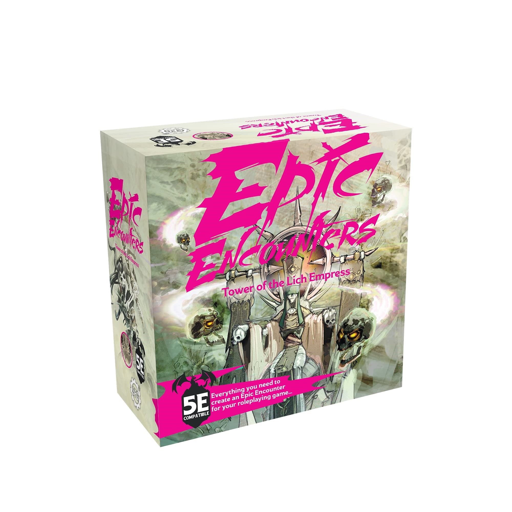Epic Encounters: Tower Of The Lich Empress Rpg Fantasy Roleplaying Tabletop Game With Huge Boss Miniature, Double-Sided Game Mat, & Game Master Adventure Book With Monster Stats, 5E Compatible