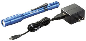 Stylus Pro Usb Rechargeable Penlight With 120V Ac Adapter, Usb Cord, And Nylon Holster, Blue