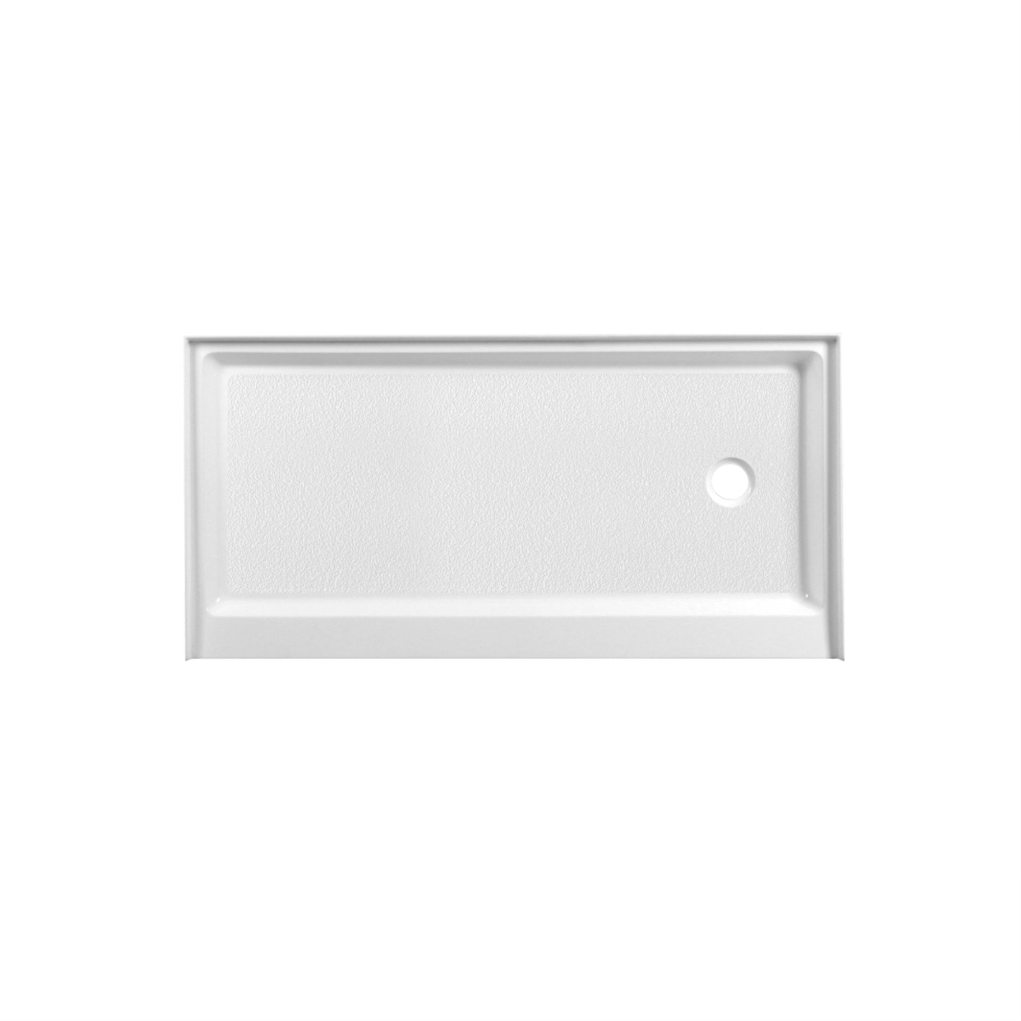 60X30 Inch Single Threshold Shower Tray Right Drain In Glossy White