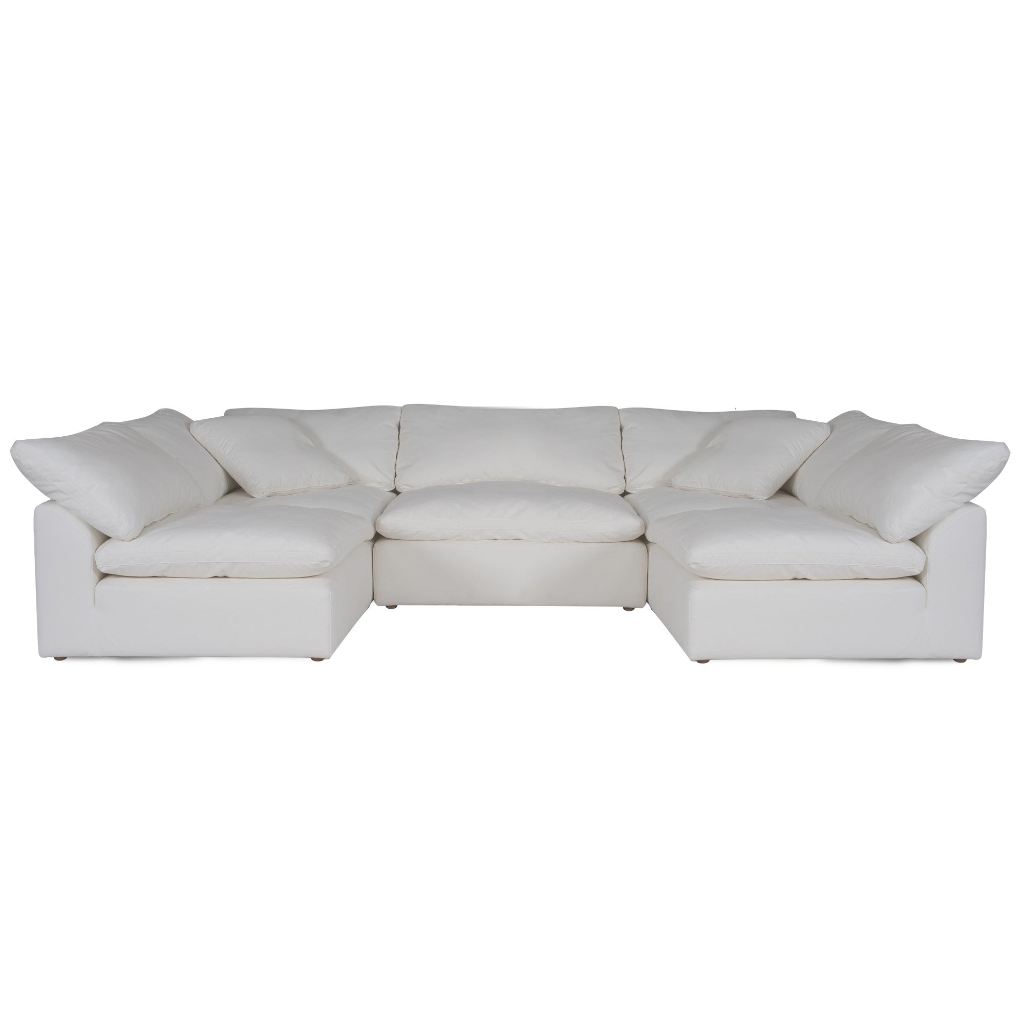 Sunset Trading Contemporary Puff Collection 5Pc Slipcovered U-Shaped Sectional Sofa, Performance Fabric Washable Water-Resistant