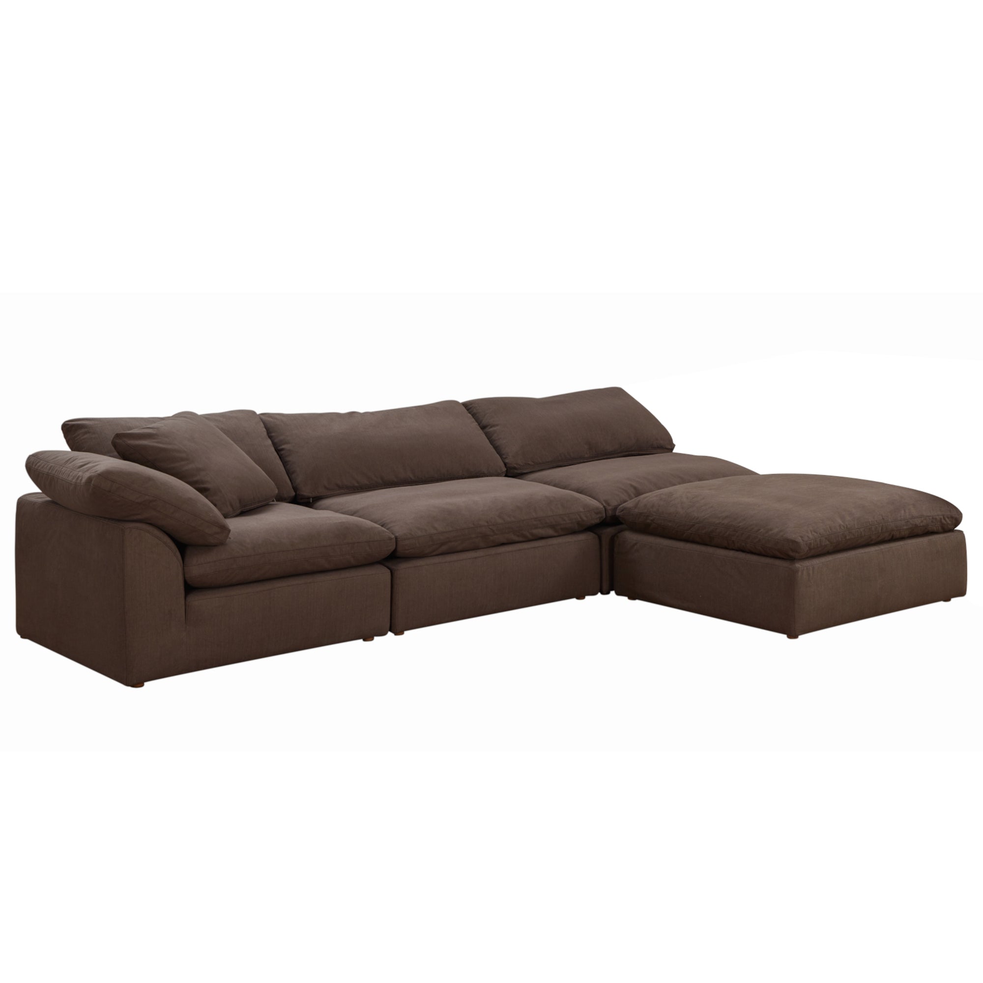 Sunset Trading Contemporary Puff Collection 4Pc Slipcovered Modular Sectional Sofa With Ottoman, Performance Fabric Washable Wat
