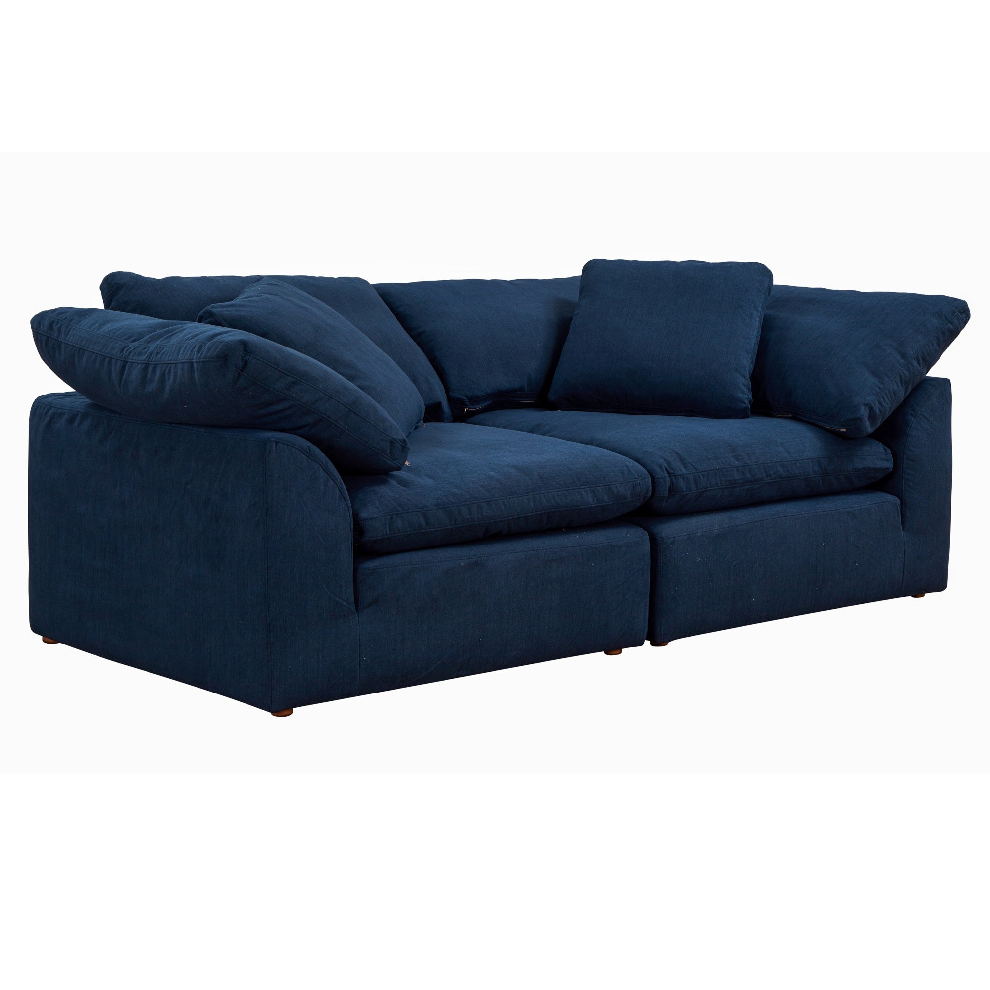 Sunset Trading Contemporary Puff Collection 2Pc Slipcovered Modular Sectional Sofa, Performance Fabric Washable Water-Resistant