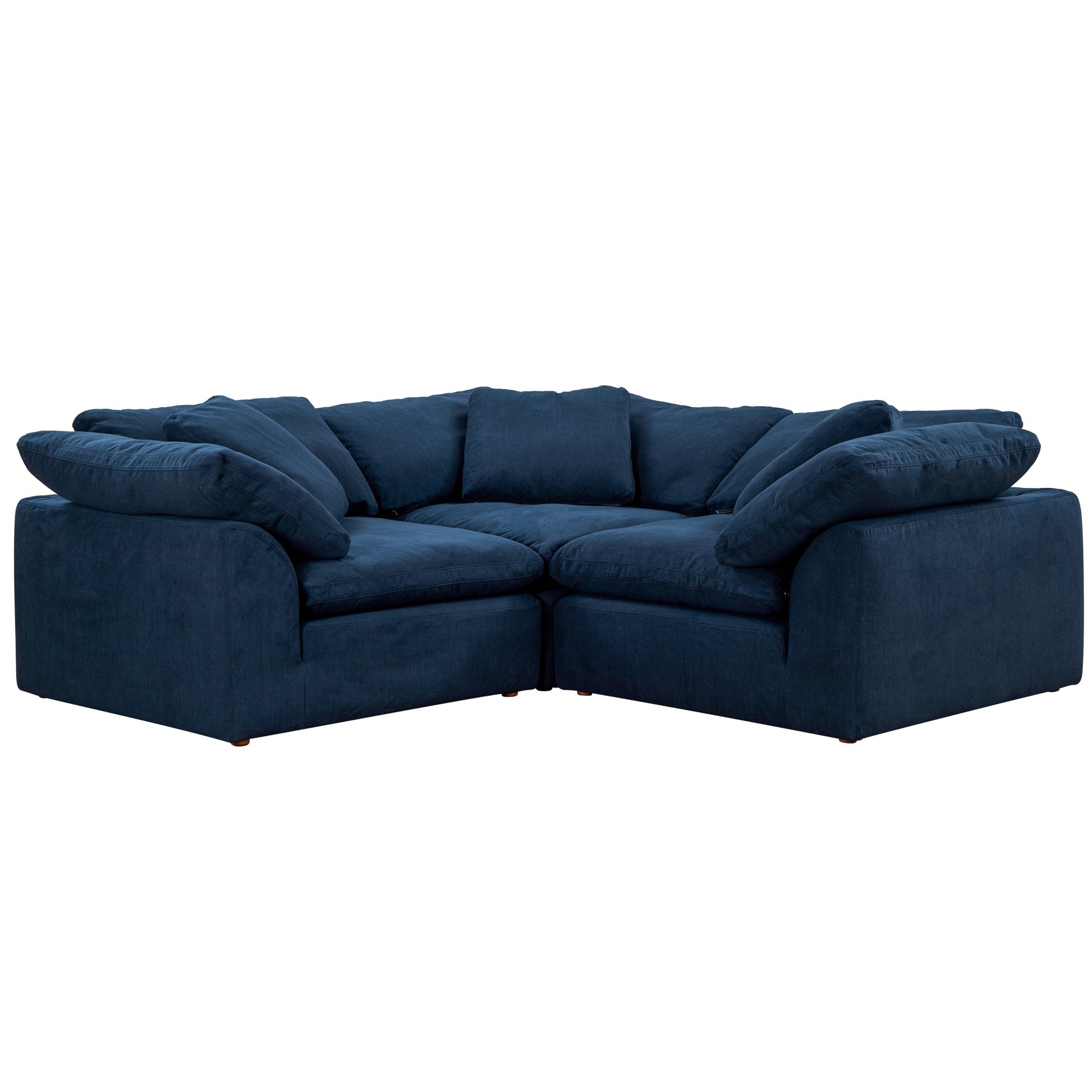 Sunset Trading Contemporary Puff Collection 3Pc Slipcovered L-Shape Sectional Sofa, Performance Fabric Washable Water-Resistant