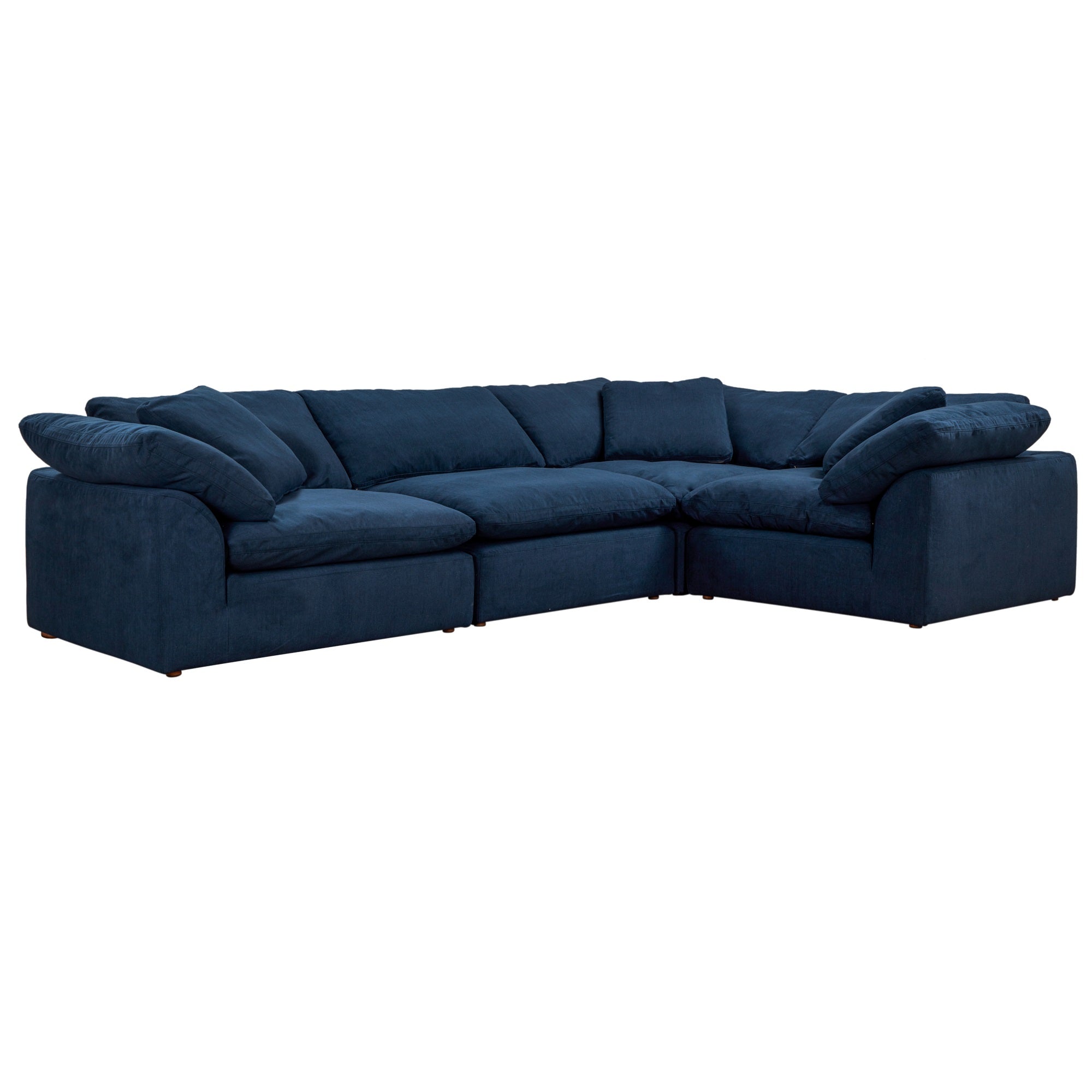 Sunset Trading Contemporary Puff Collection 4Pc Slipcovered L-Shaped Sectional Sofa, Performance Fabric Washable Water-Resistant