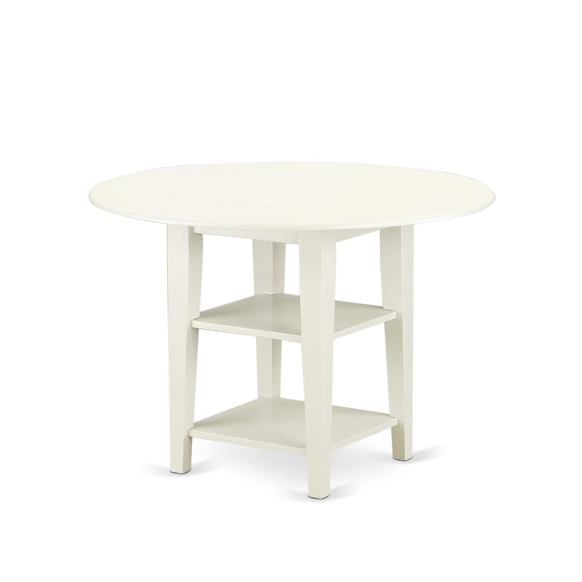 Sut-Lwh-T Sudbury Round Kitchen Table With Two Shelves In Linen White Finish