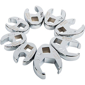 3/8 Drive, Fully Polished Sae Flare Nut Crowfoot Wrench Set, 8 Pc.