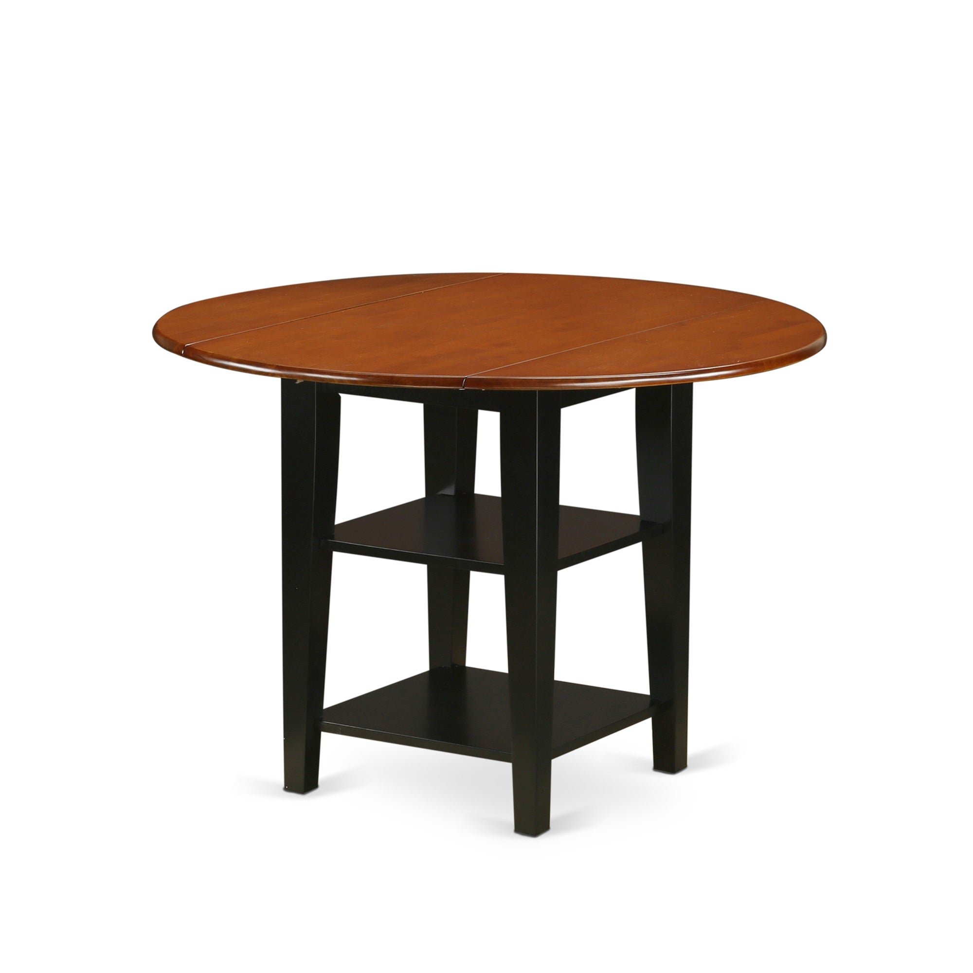 5 Piece Sudbury Set - Round Dinette Table & 4 Slat Back Chairs - Black & Cherry Finish - Versatile Design For Breakfast Nook Or Dining Room