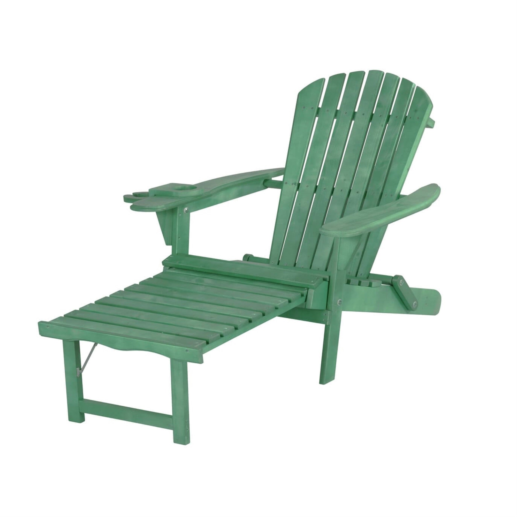 Oceanic Collection Adirondack Chaise Lounge Chair Foldable, cup and glass holder, built in ottoman