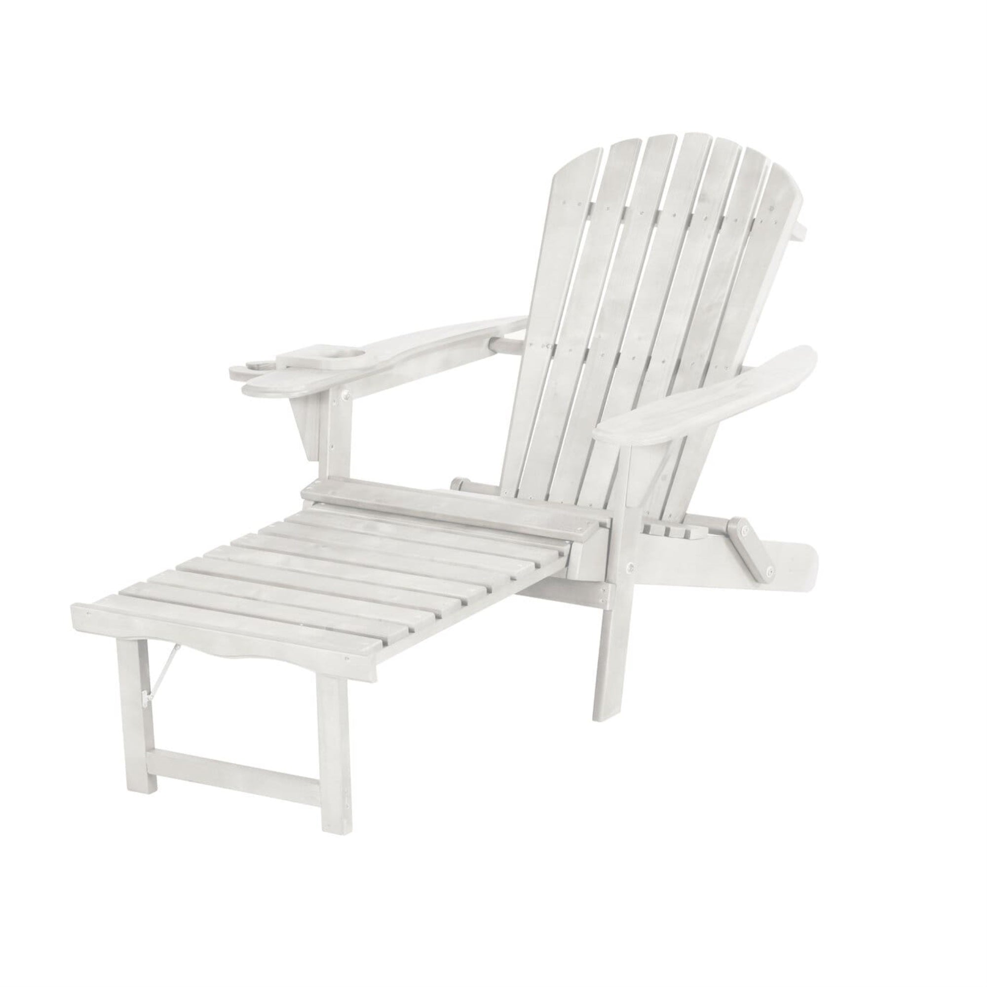 Oceanic Collection Adirondack Chaise Lounge Chair Foldable, cup and glass holder, built in ottoman